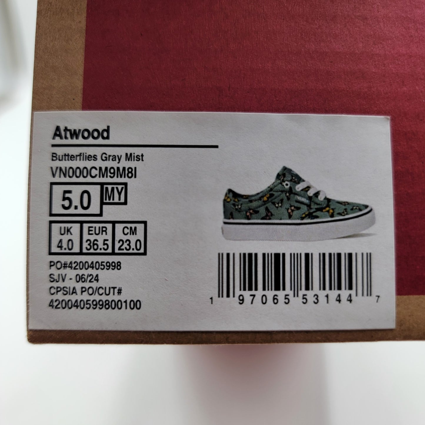 Vans Premium Atwood Lace Up Sneakers Missy Sz 5 VN000CM9M8I Butterfly Pattern8