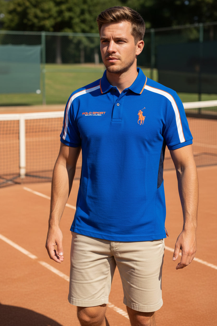 Polo Sport Ralph Lauren Polo Shirt Mens Medium Blue Thermovent Mesh Performance0