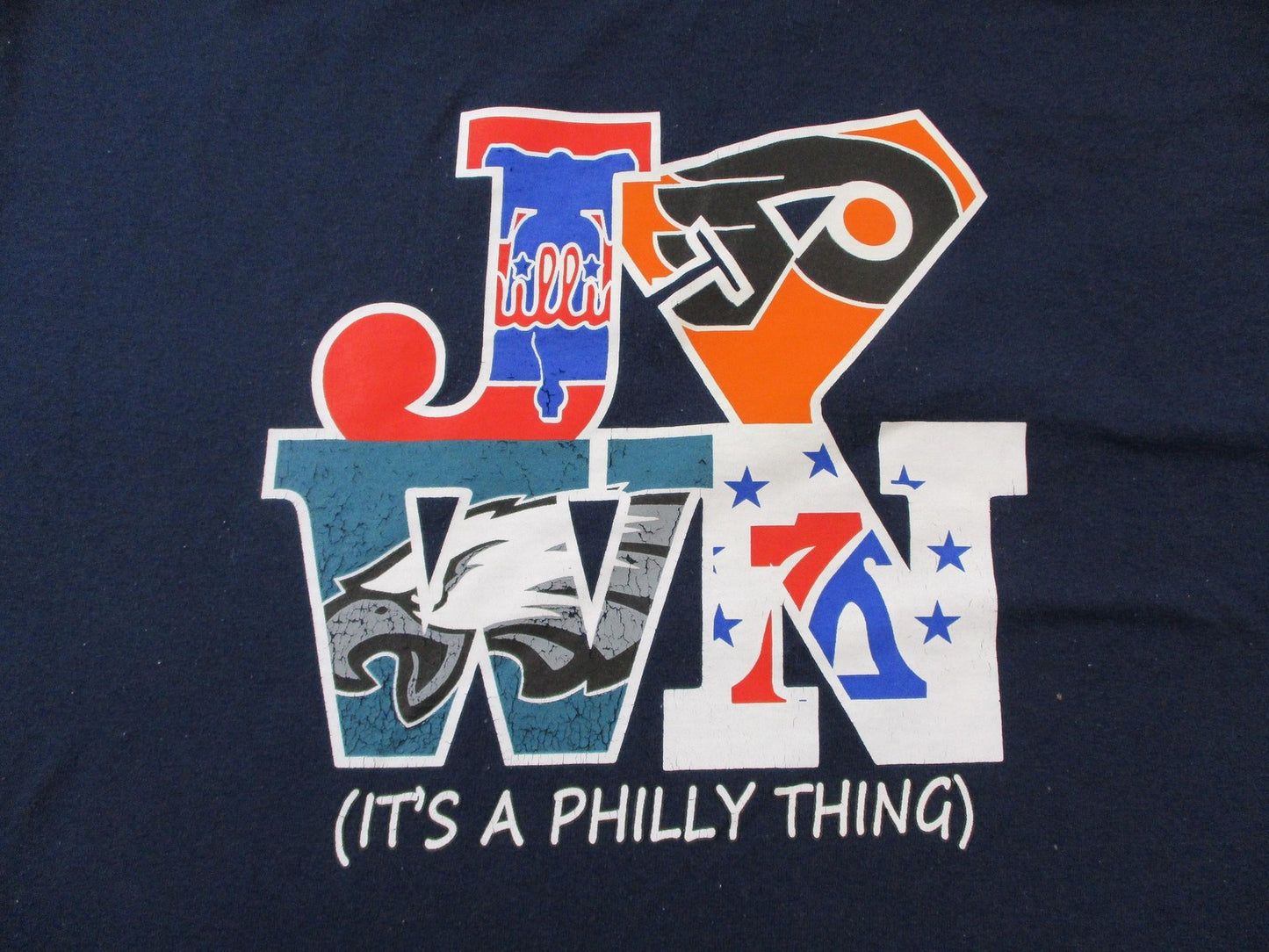 Philadelphia Jawn Shirt Mens XL Blue Philly Eagles Phillies Flyers Jerzees 15873