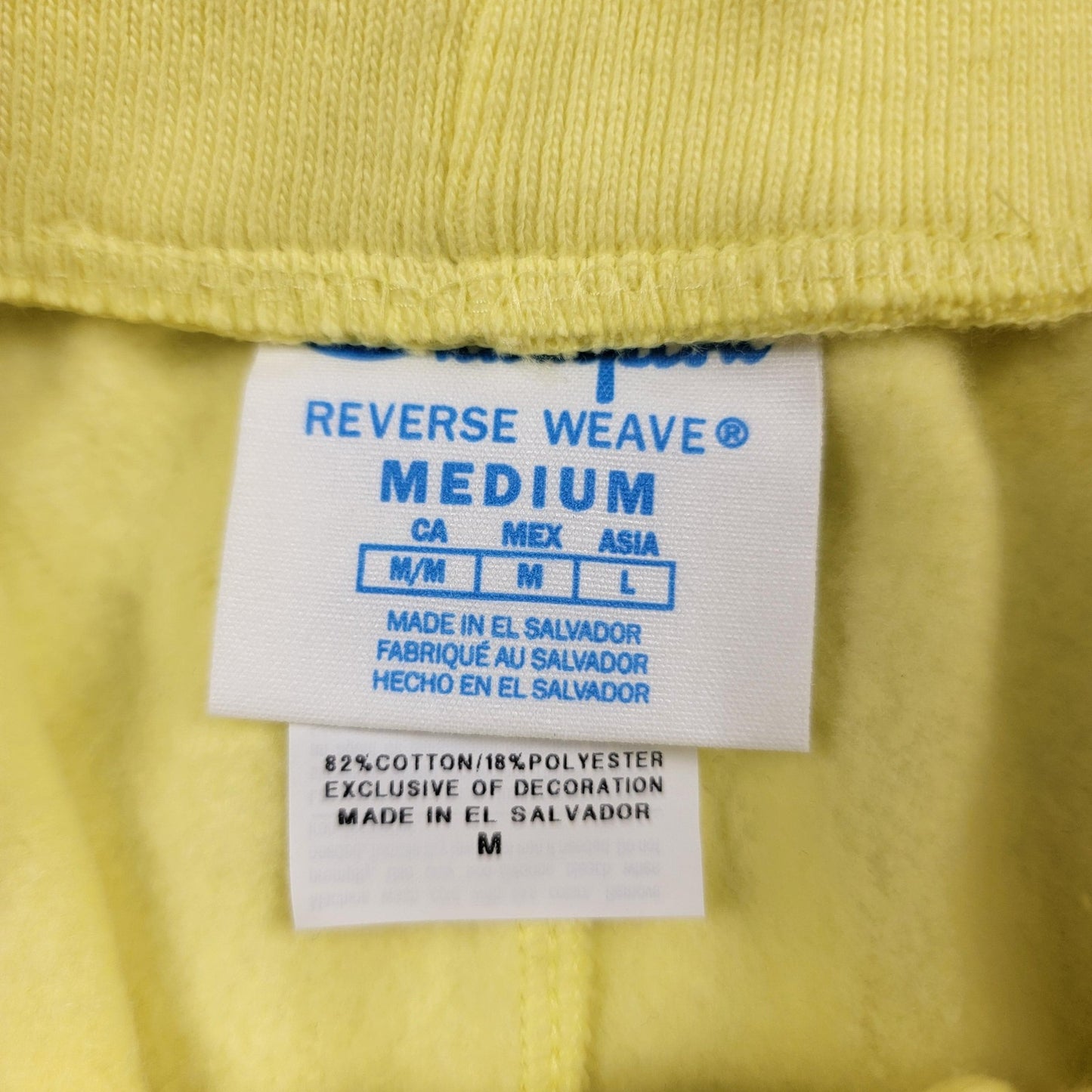 Champion Reverse Weave Shorts Mens Medium Yellow Cut Off Raw Edge Logo NWOT1