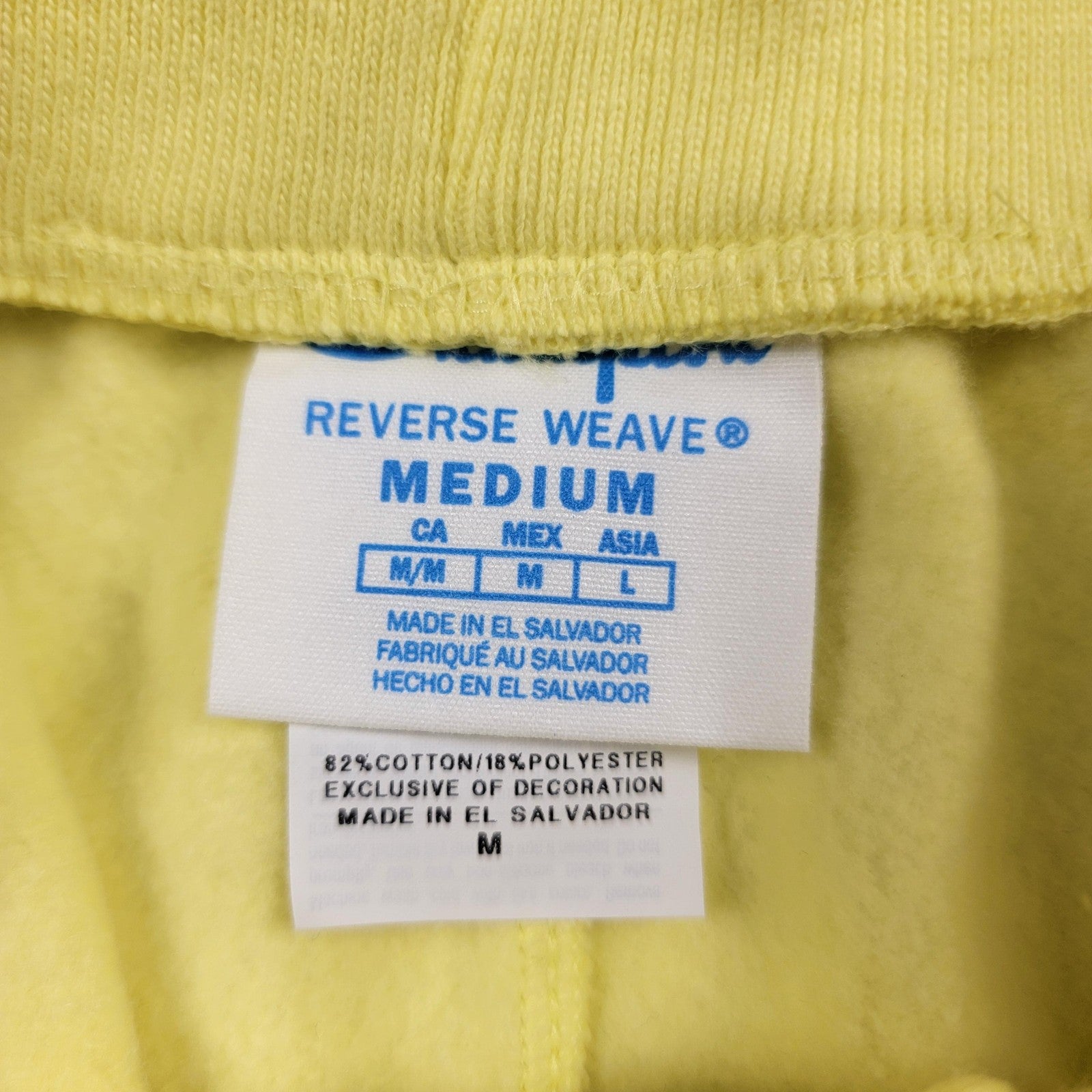 Champion Reverse Weave Shorts Mens Medium Yellow Cut Off Raw Edge Logo NWOT1