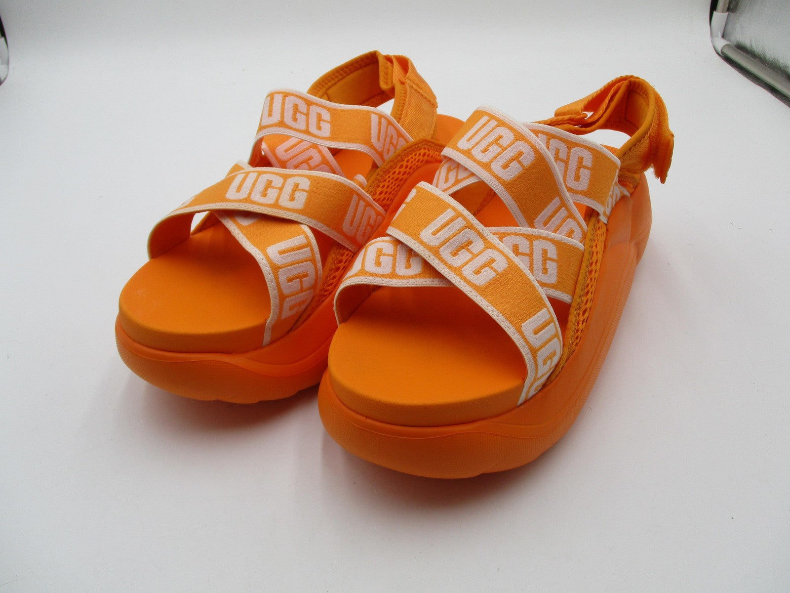 UGG 1110090 Shoes Womens Size 10 41 Orange Logo Strappy Platform Wedge Sandals0