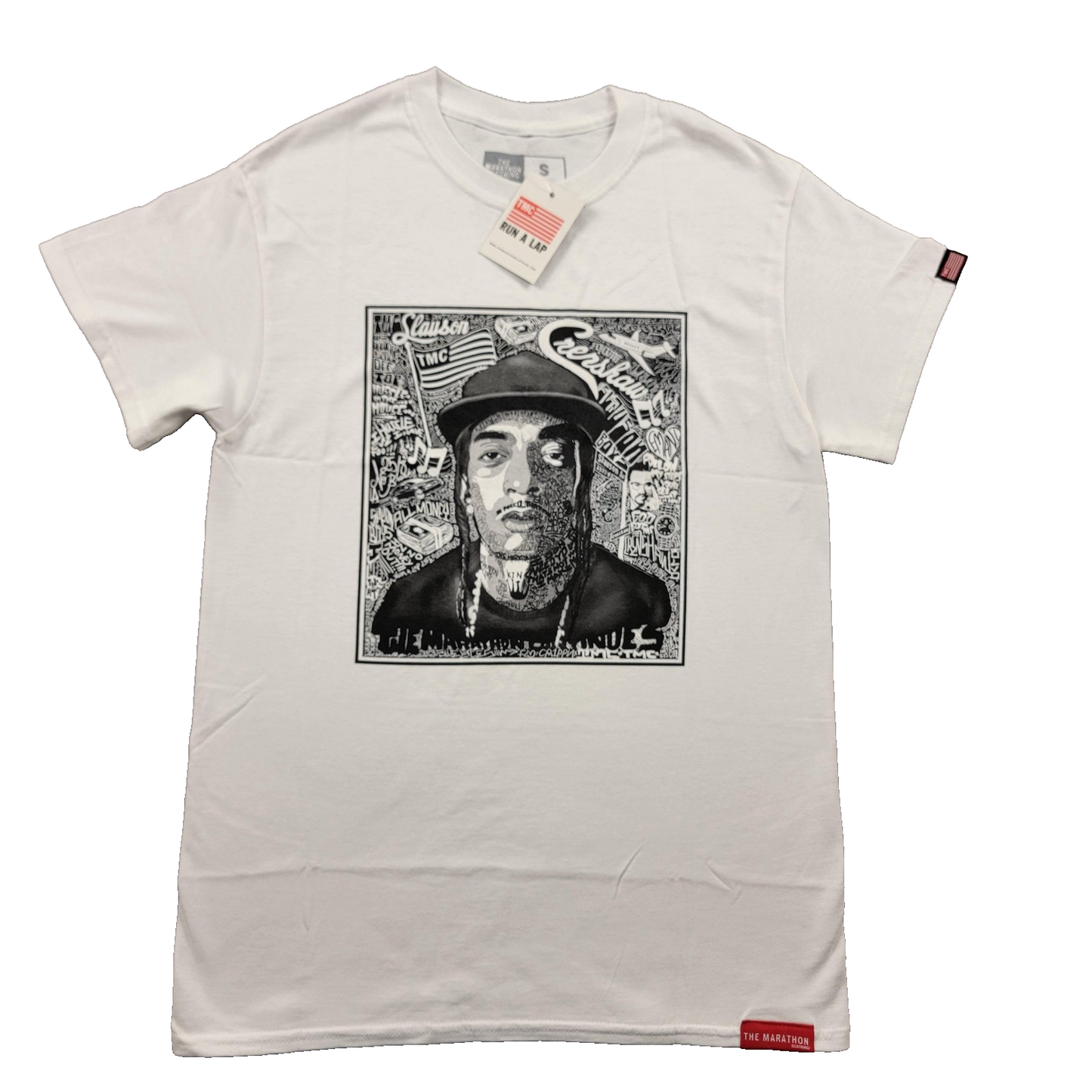 The Marathon Clothing Shirt Mens Small White Graphic TMC Crenshaw Run A Lap Tee0