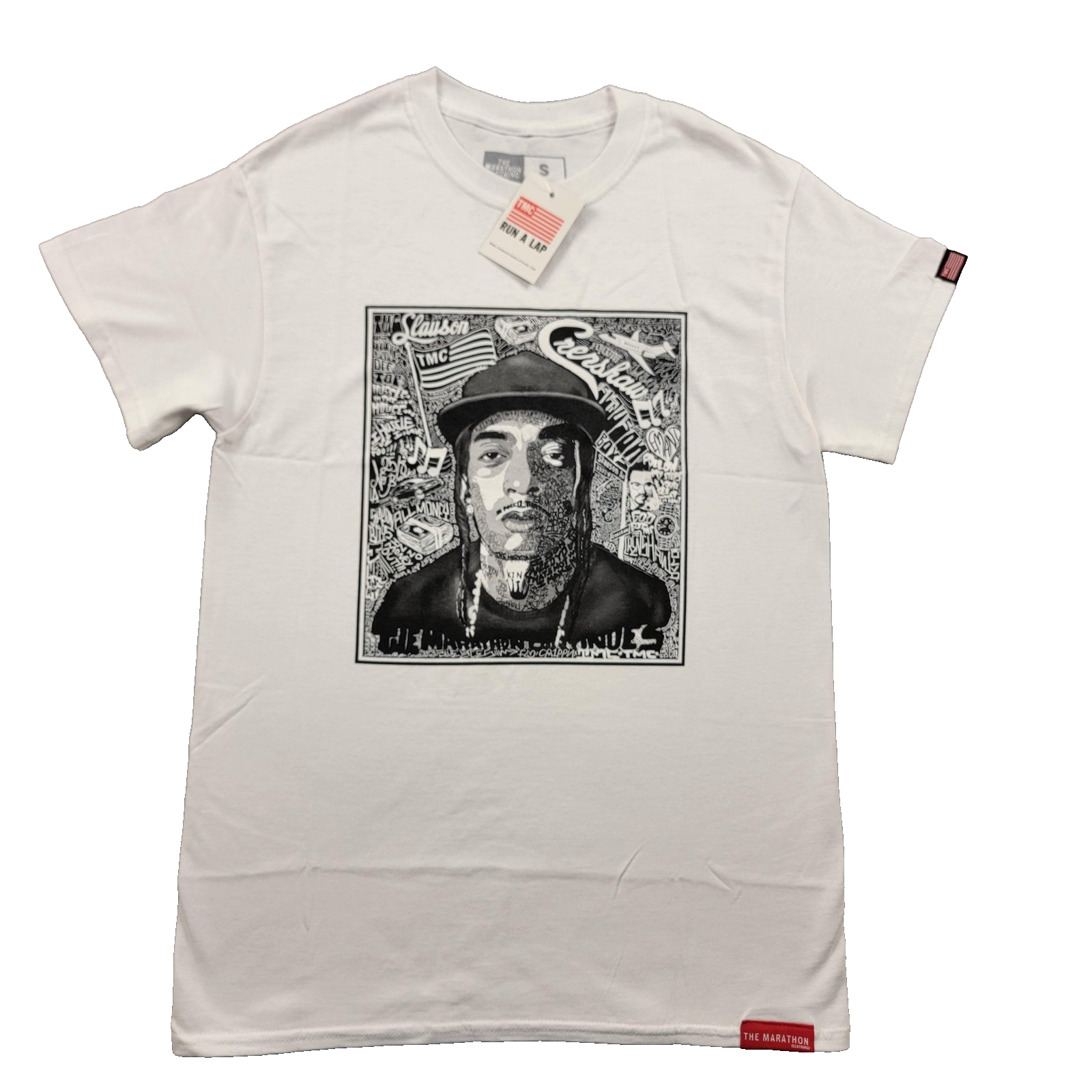 The Marathon Clothing Shirt Mens Small White Graphic TMC Crenshaw Run A Lap Tee0