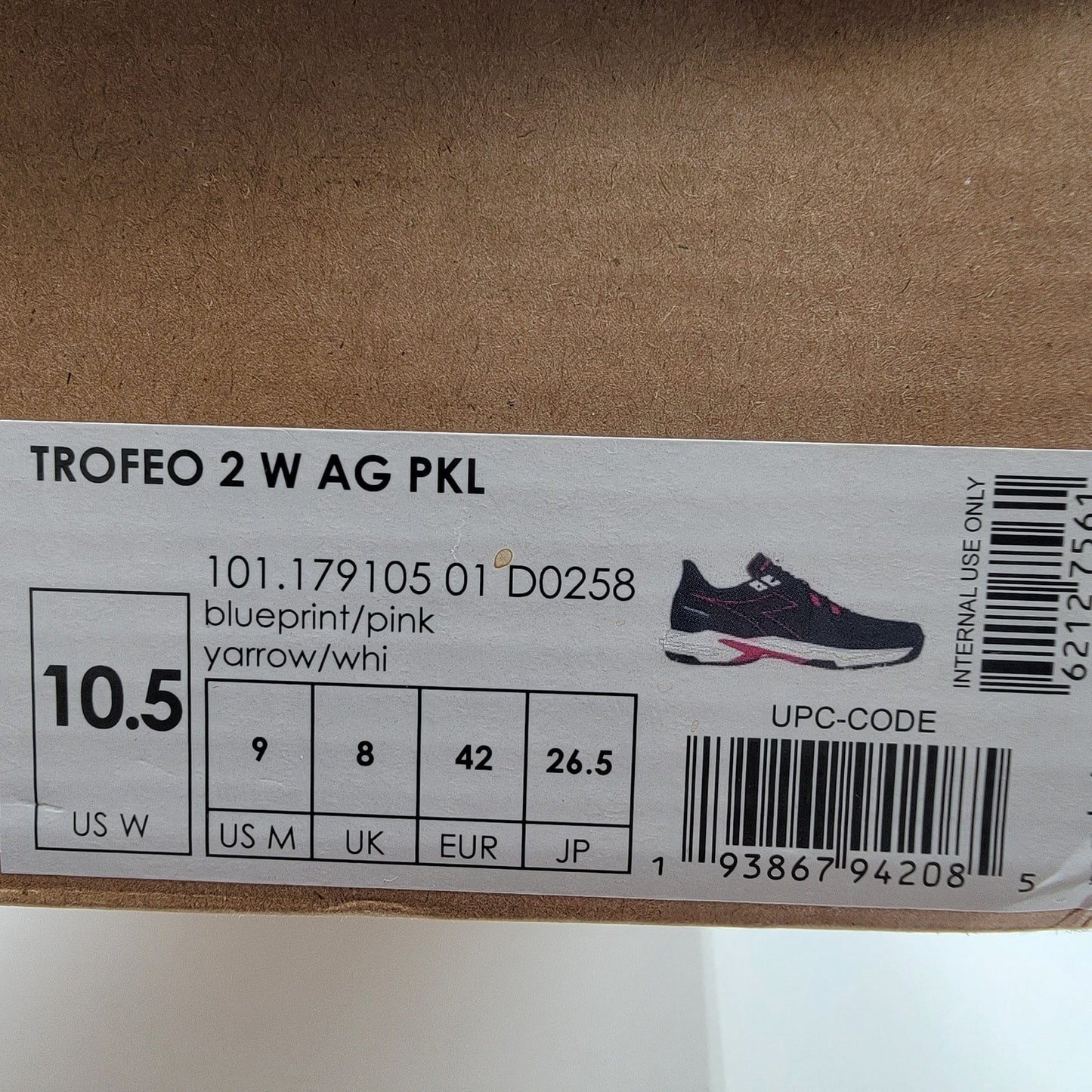 Diadora Trofeo 2 W AG PKL Pickleball Shoe Blue Sz 9M/10.5W 7