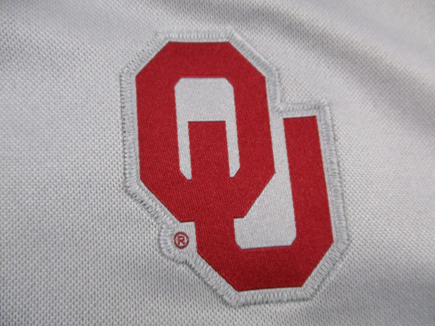 Oklahoma Sooners Shirt Mens Large Gray NCAA Football Nike Dri Fit Polo OU Logo3