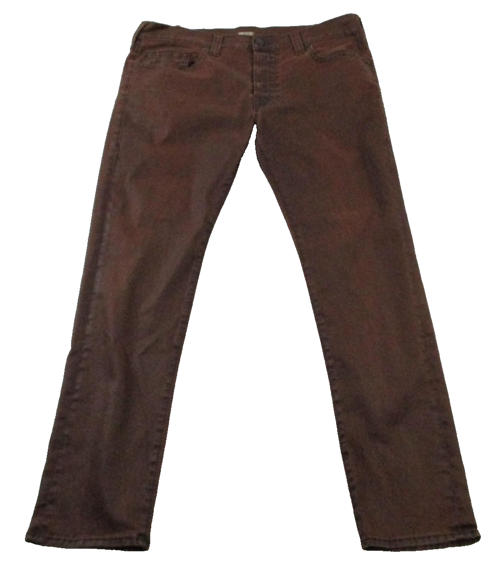 True Religion Dean Jeans Mens 40x32 Brown Tapered Slim Stretch Denim USA 14360