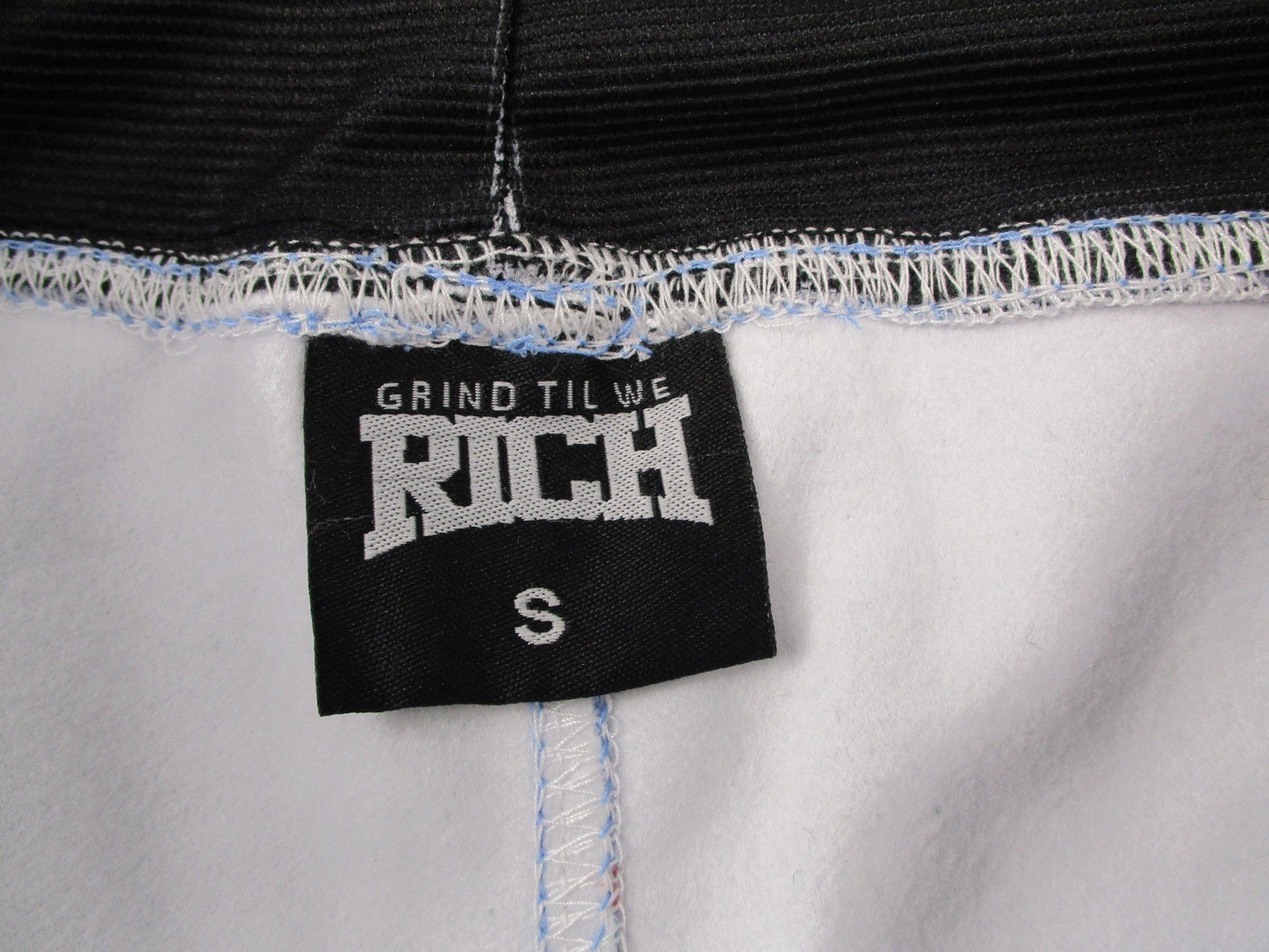 Grind Til We Rich Shorts Mens Small Blue Palm Tree Athletic Drawstring Gym 12292