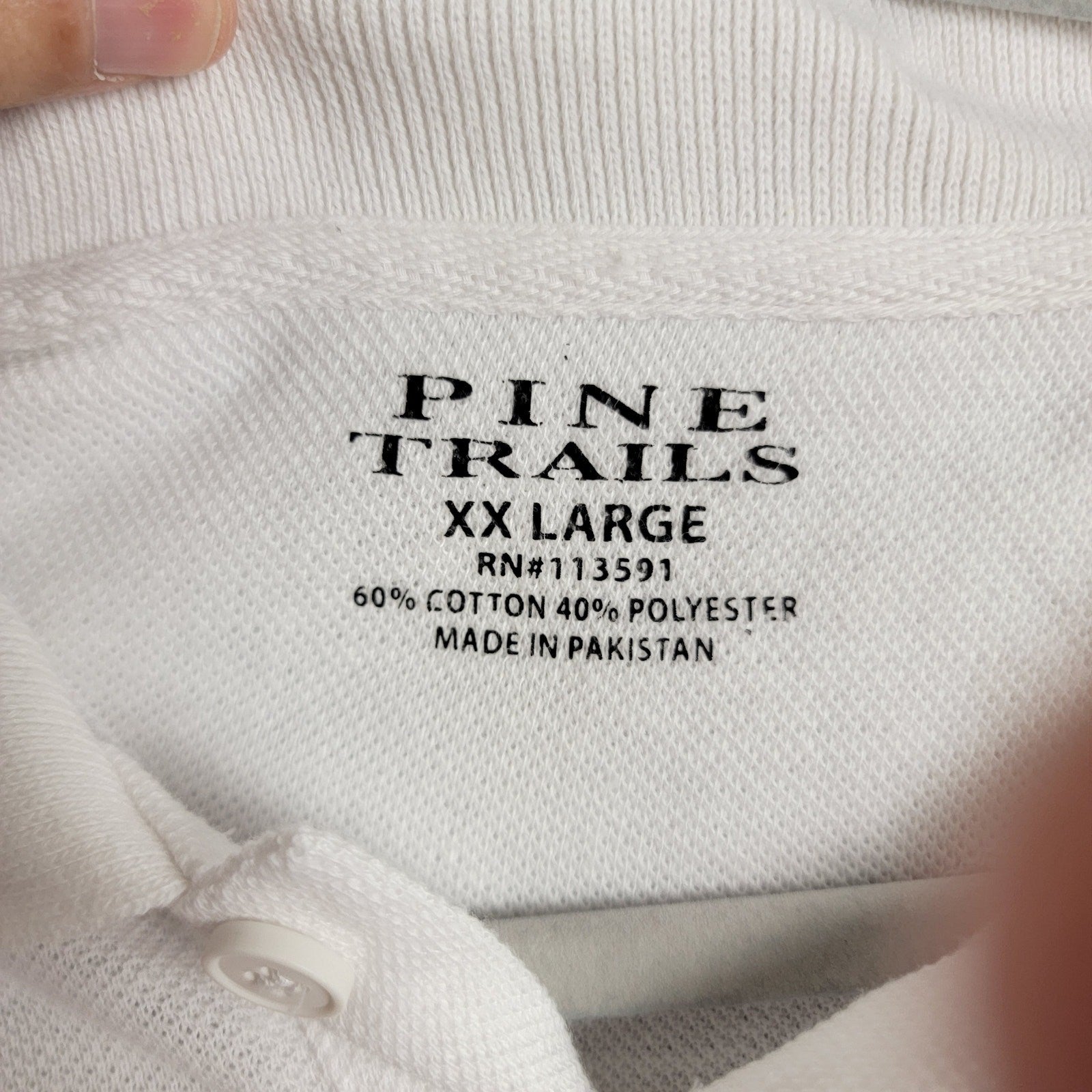 Pine Trails Mens Pique Polo Shirt White Cotton Blend Short Sleeve 2XL Preowned2