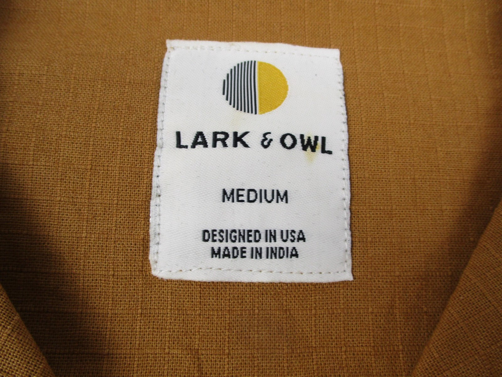 Lark & Owl Shirt Mens Med Brown Button Up Speed Shop Graphic Motorcycles 13272