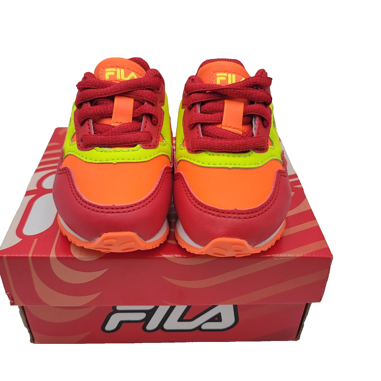 Fila Cress Color Block Kids Sz 4 Red/Orange/Yellow Athletic Sneaker 7RM02044-8320