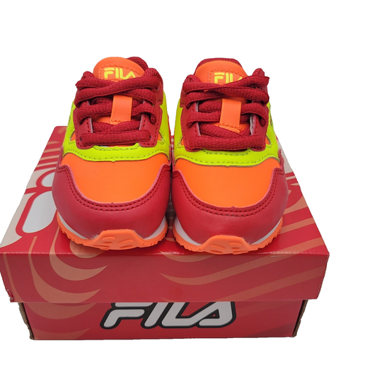 Fila Cress Color Block Kids Sz 4 Red/Orange/Yellow Athletic Sneaker 7RM02044-8320