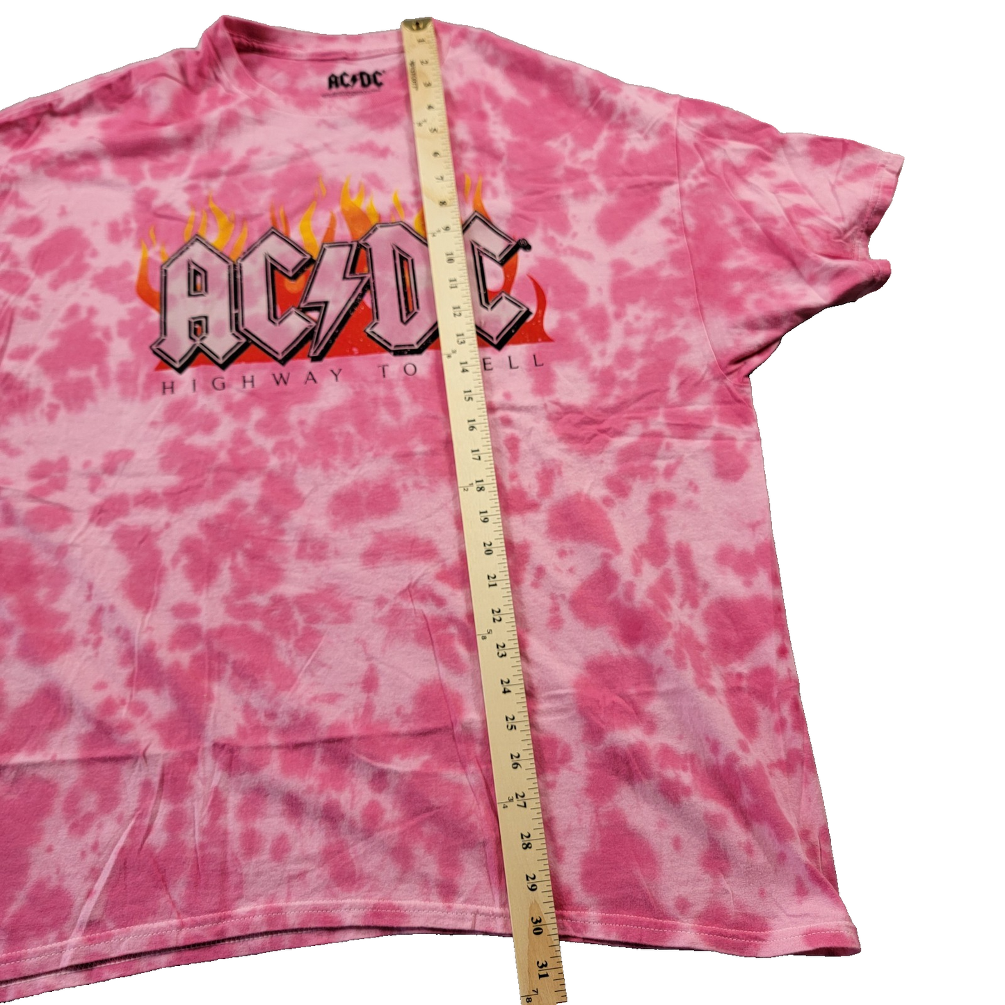 AC/DC Highway to Hell Pink Tie Dye T Sz XL