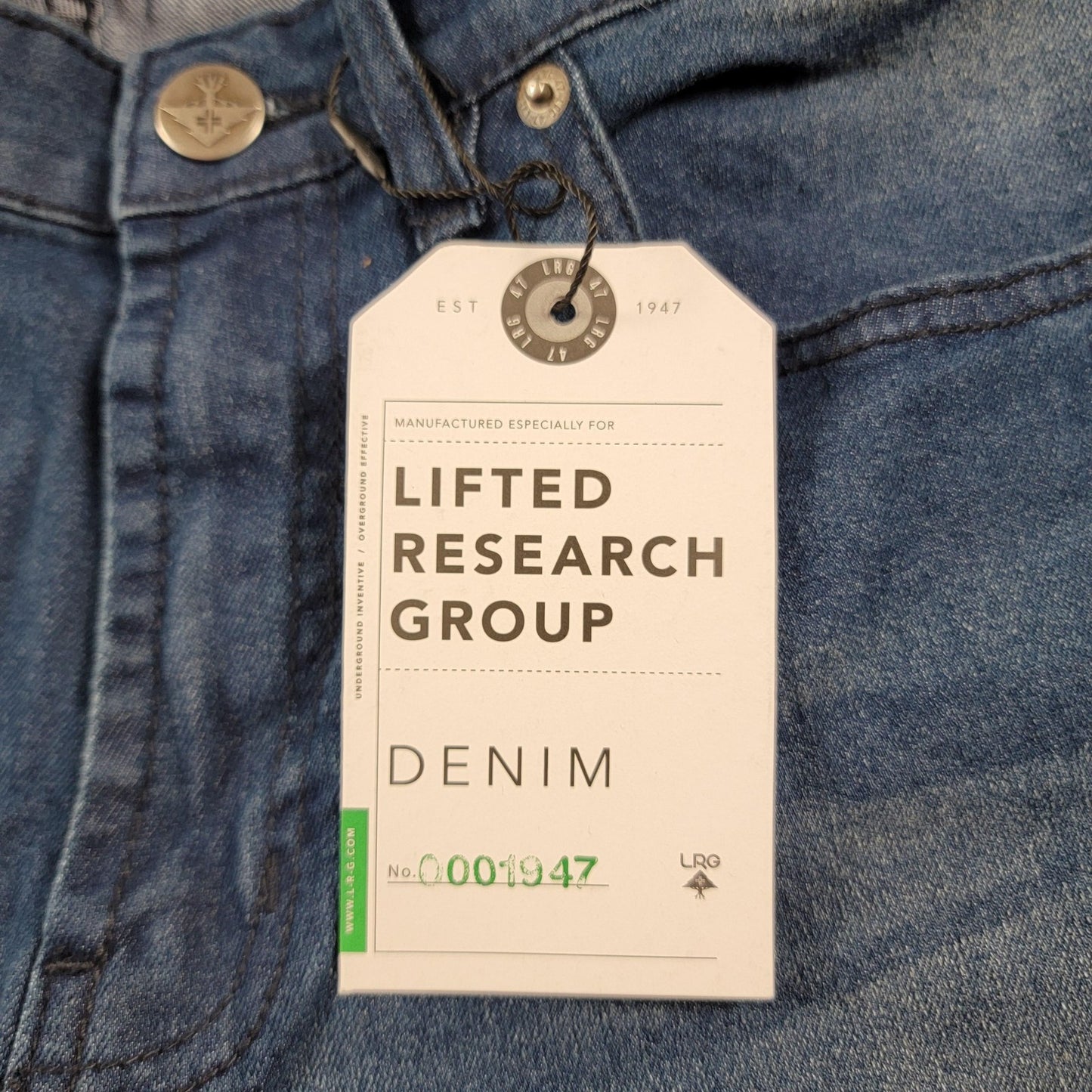 LRG Jeans Mens 32 Blue Skinny Fit Biker Stretch Denim Lifted Research Group (9112