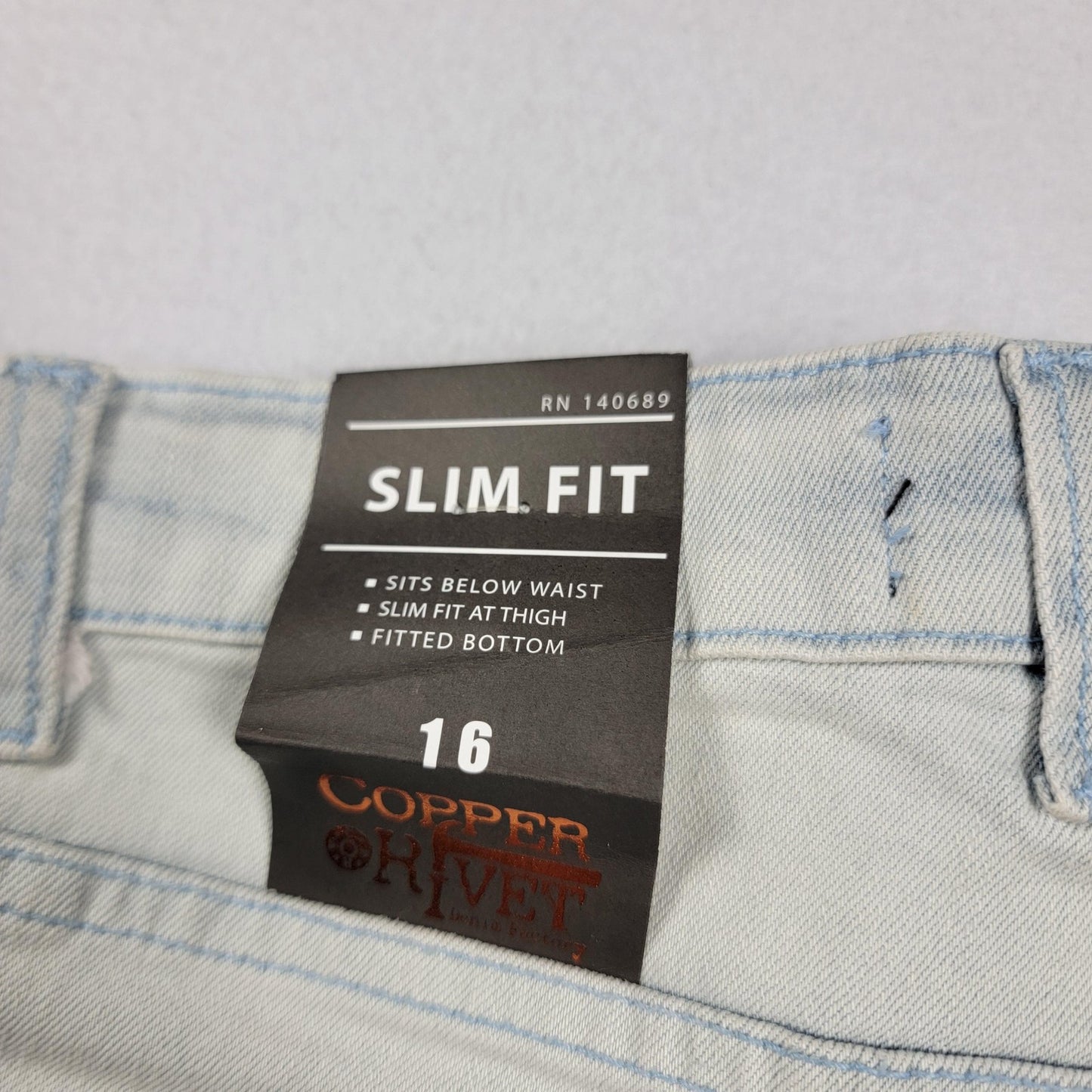 Copper Rivet Jeans Mens 16 Blue Slim Fit Cargo Pockets Zipper Streetwear New 9854