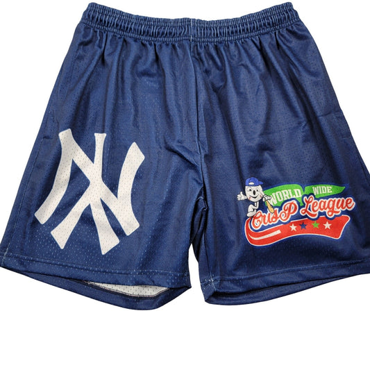 Crisp World Wide League Mesh Shorts Navy L NY Logo Basketball Streetwear0