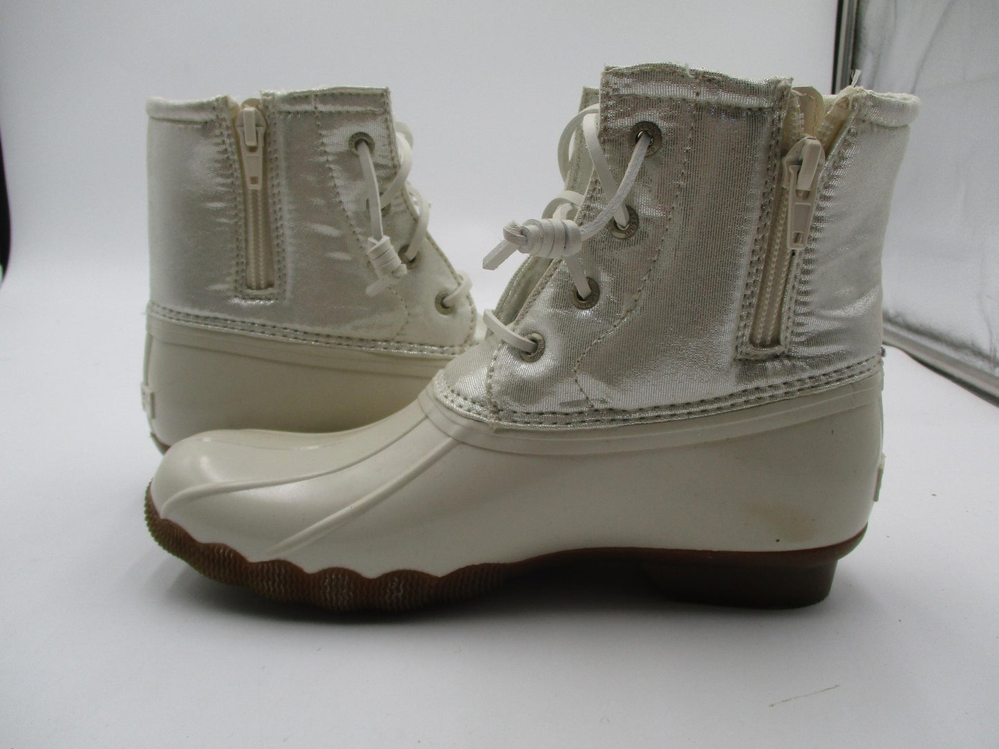 Sperry Saltwater Boots Girls Size 4 White Waterproof Duck Rain Snow Winter6