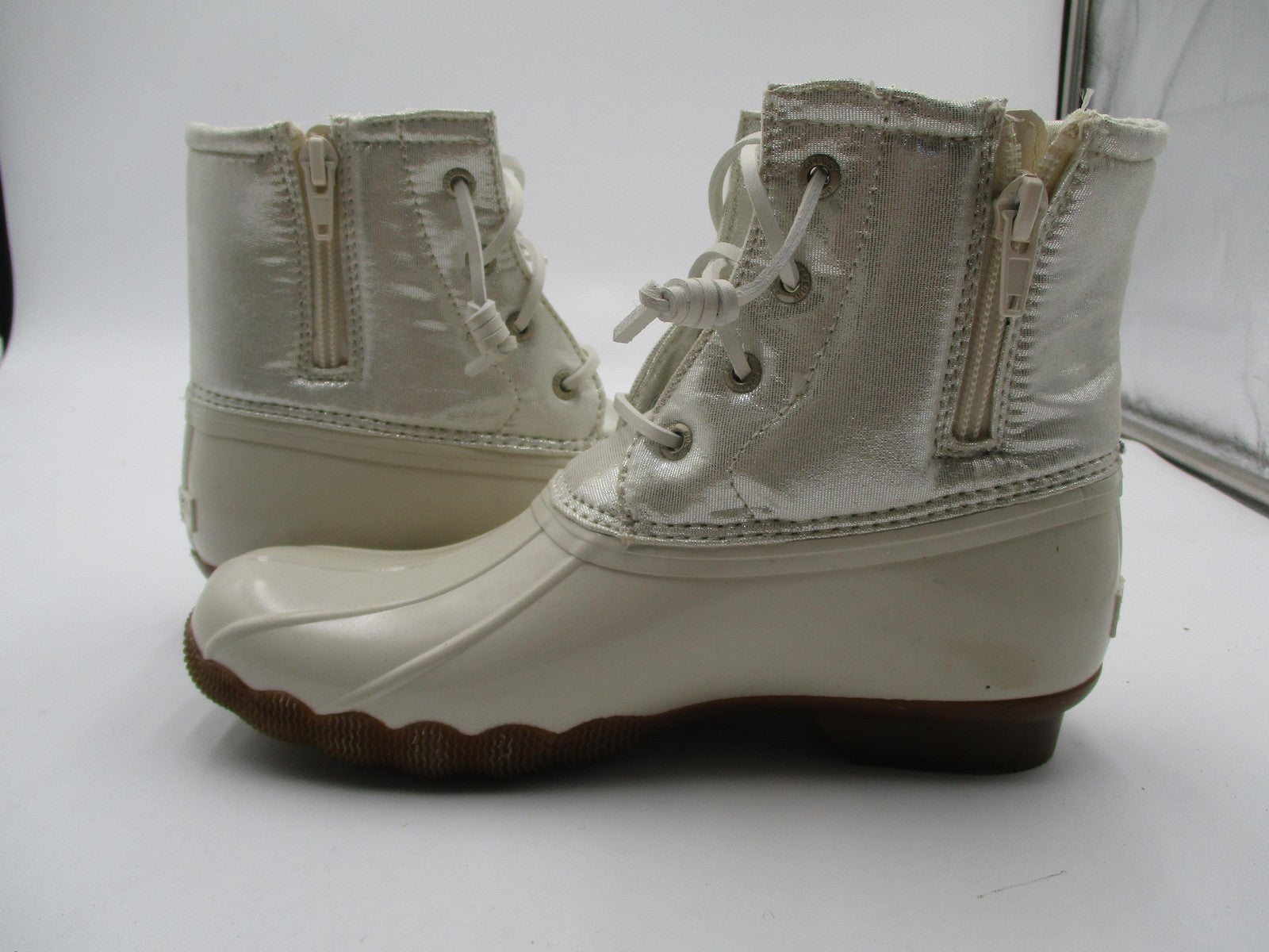 Sperry Saltwater Boots Girls Size 4 White Waterproof Duck Rain Snow Winter6