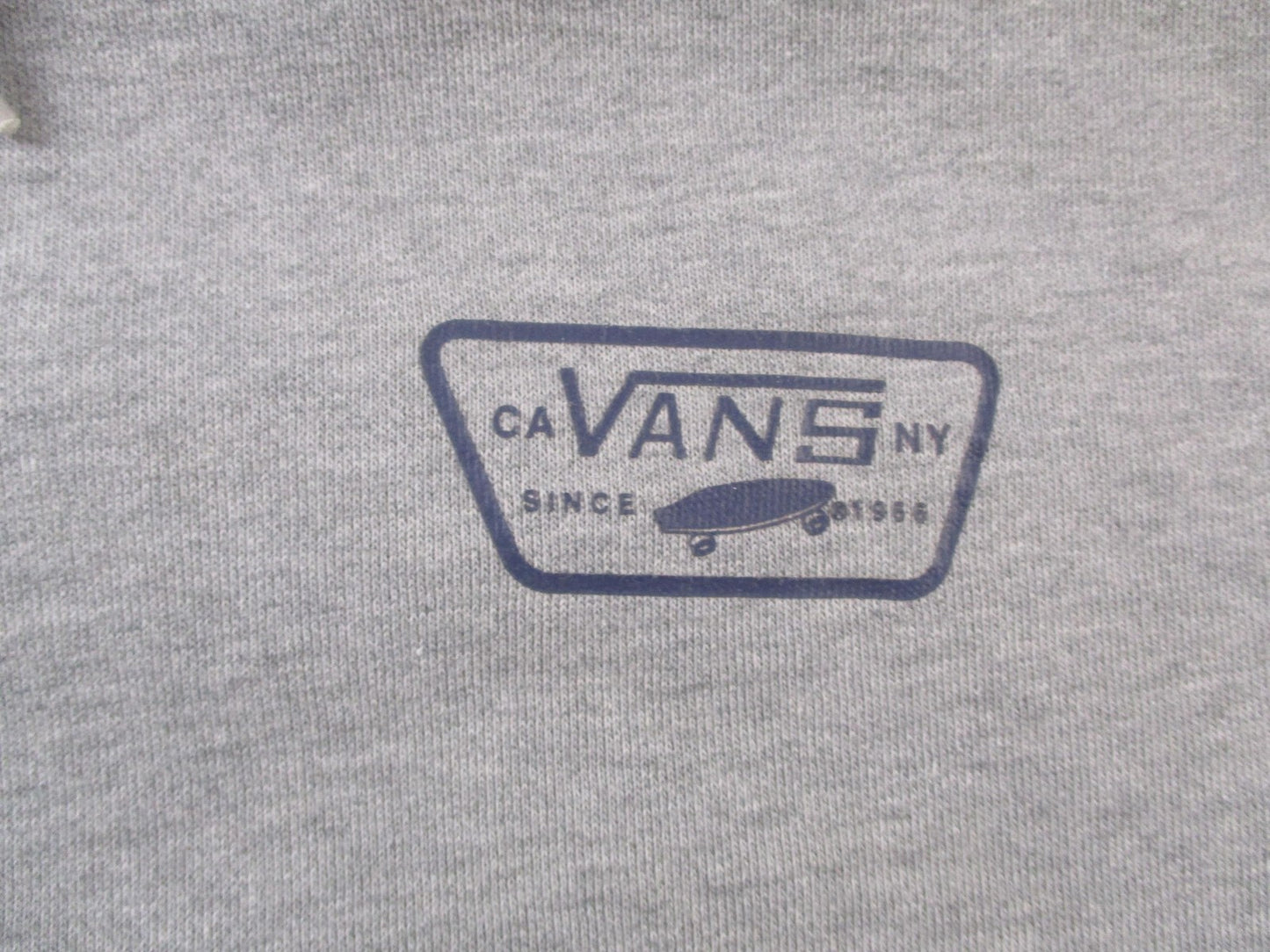 Vans Hoodie Mens Large Gray Pullover Fleece Sweatshirt CA NY Since 1966 Logo3