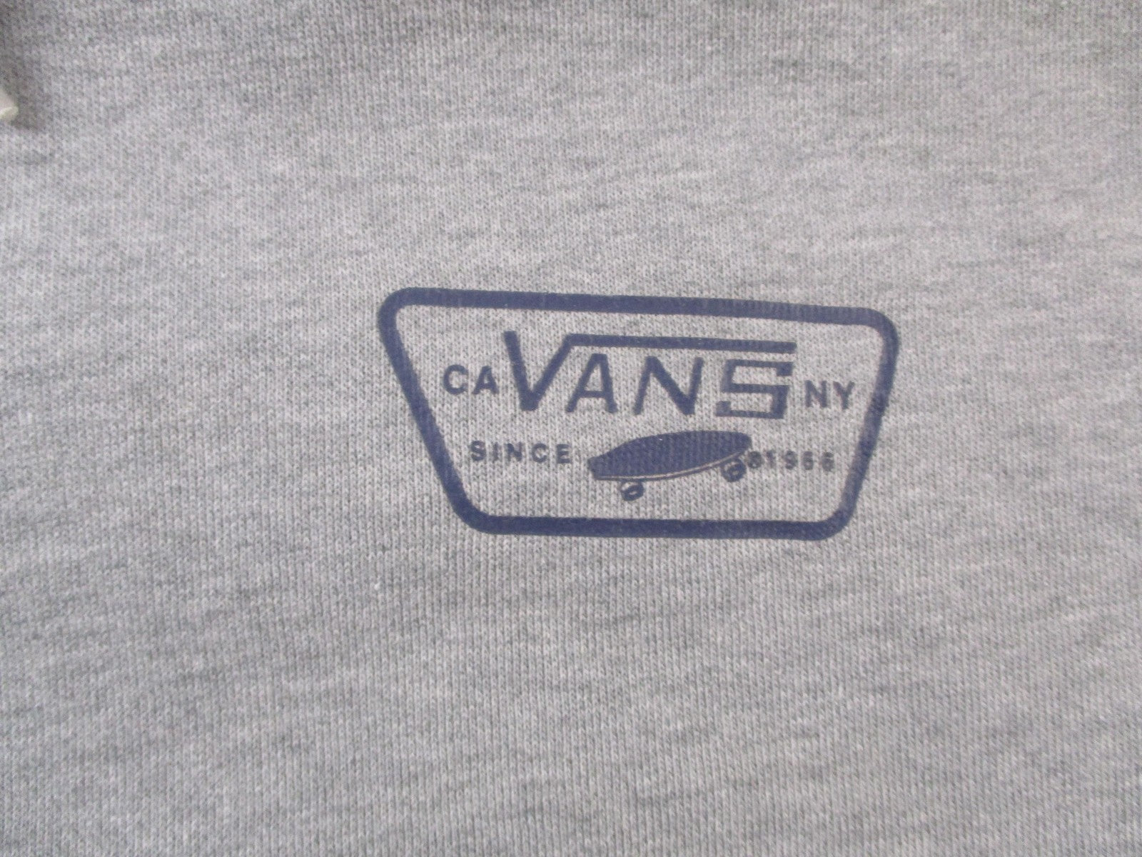 Vans Hoodie Mens Large Gray Pullover Fleece Sweatshirt CA NY Since 1966 Logo3
