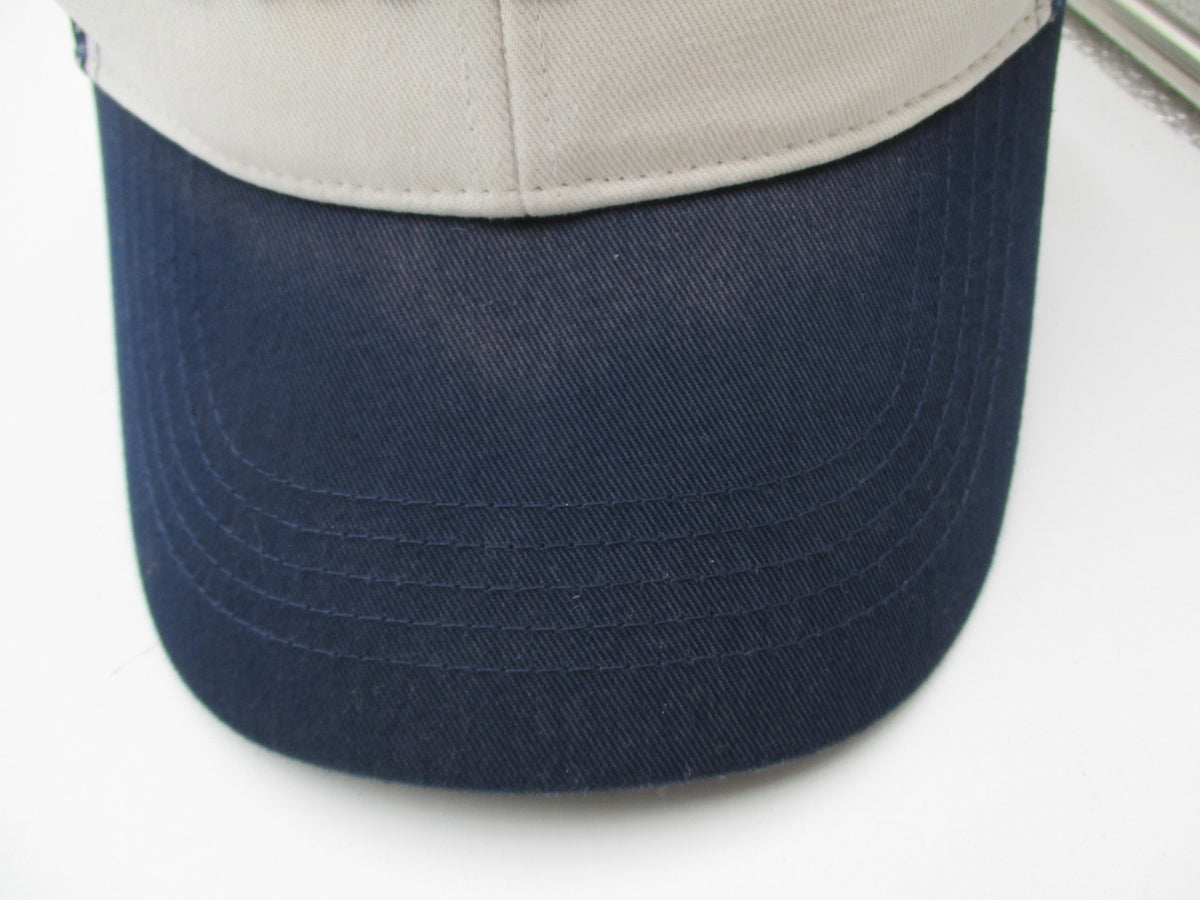 Cabela's Hat Cap Snap Back Mens One Size Blue White Mesh Trucker Script Logo2