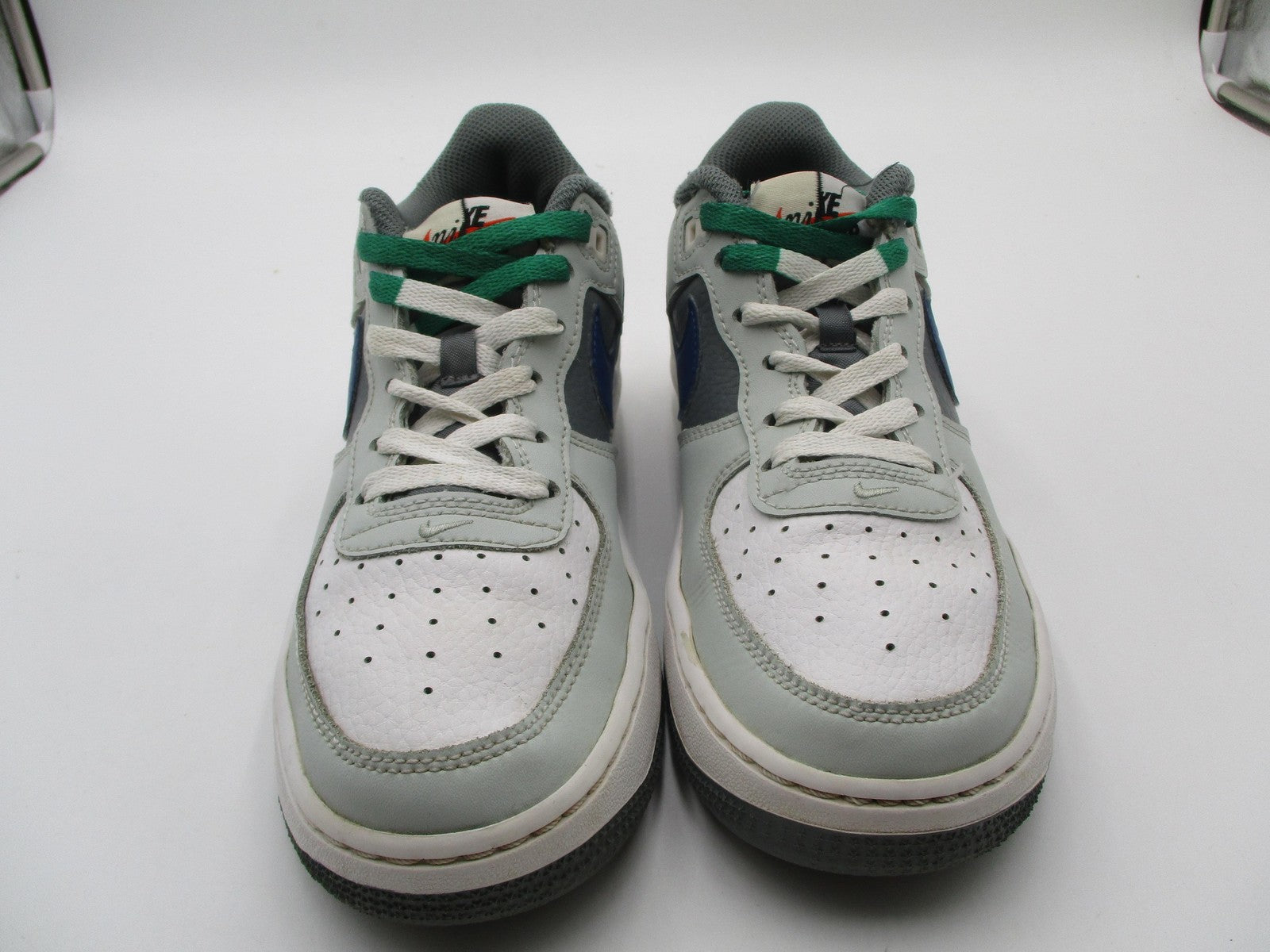 Nike Air Force 1 Low Shoes Youth Size 6Y Gray Green Blue Sneakers FB9035-0011
