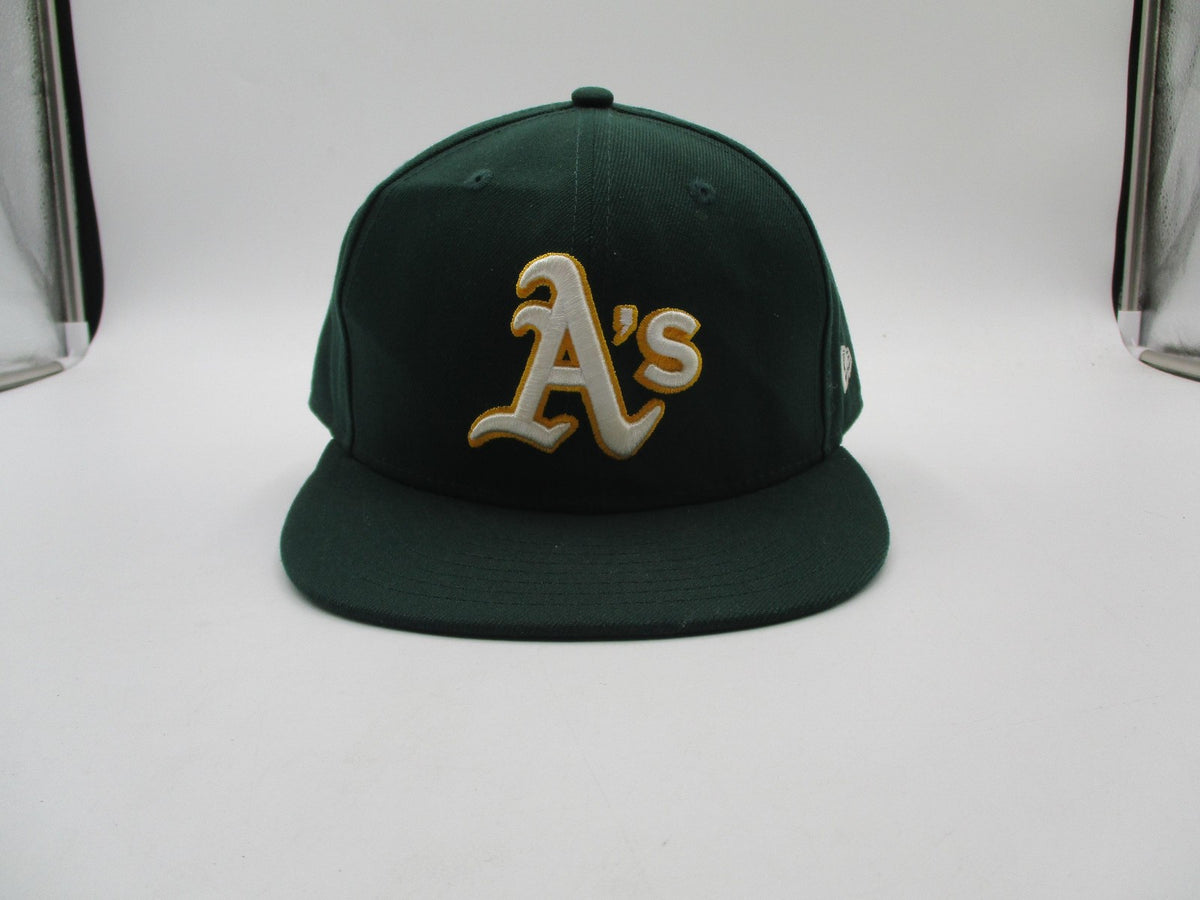 Oakland Athletics Hat Cap Fitted Mens 7 5/8 Green Yellow MLB Baseball New Era0