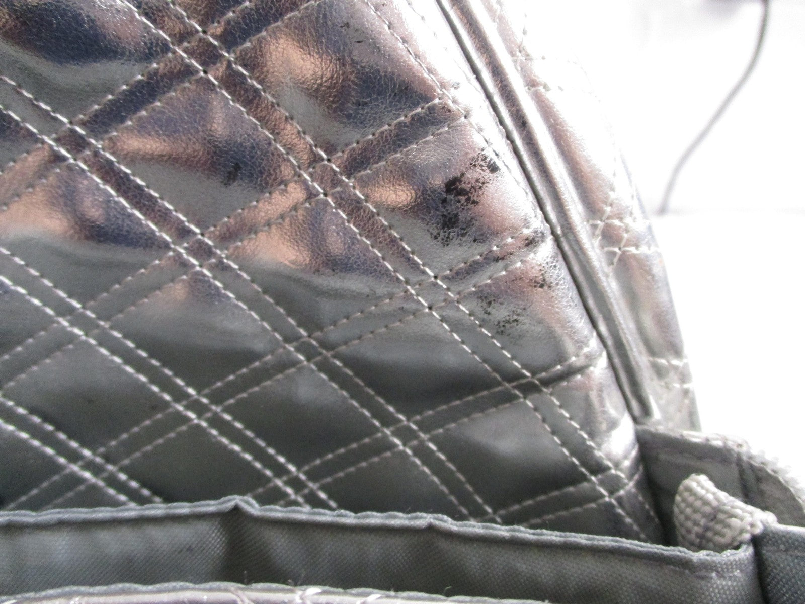 Life Is Tennis Metallic Quilted Backpack Bag Silver Tennis Racket Holder Gear18