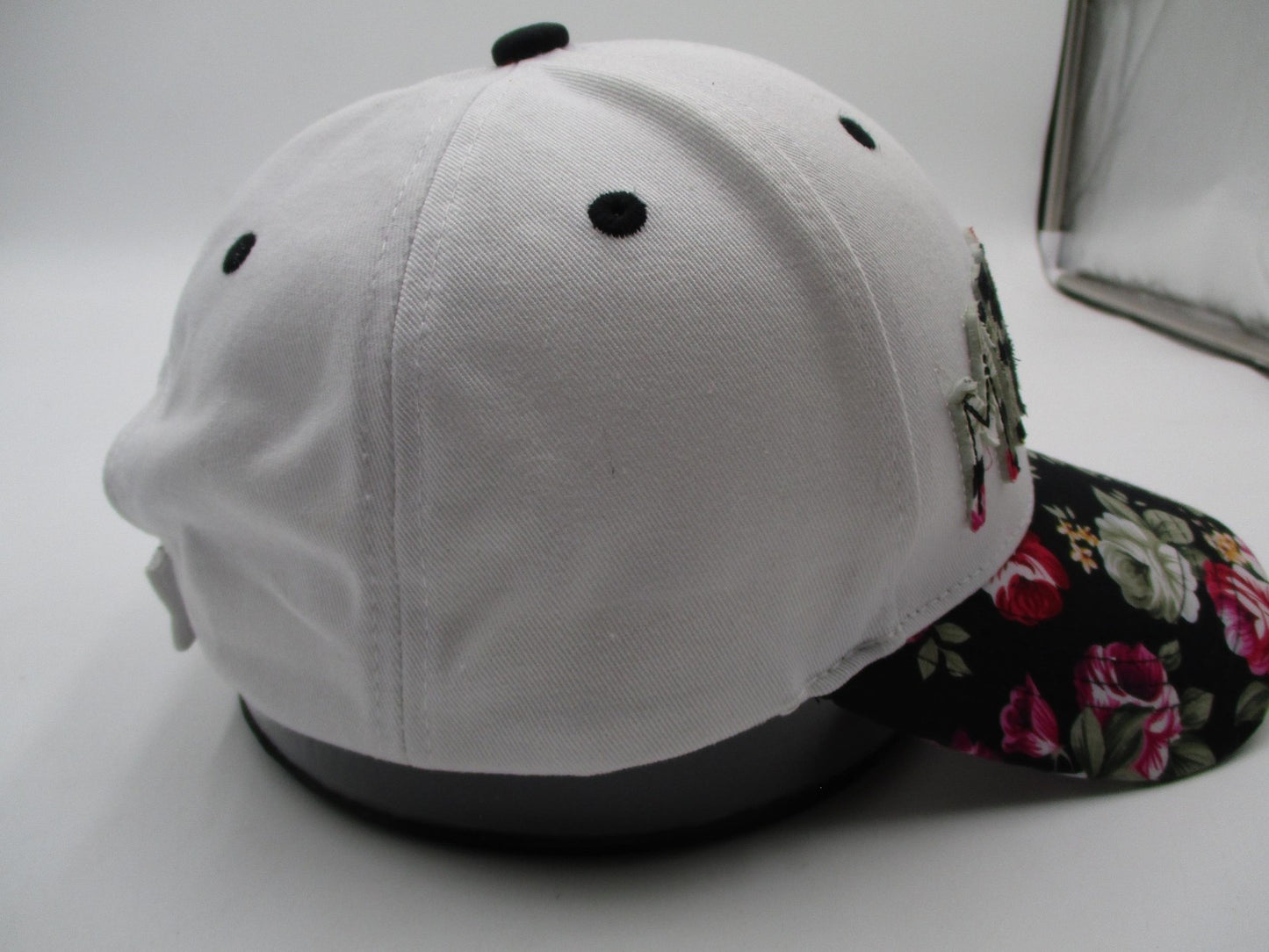 Mykonos Hat Cap Strap Back Mens One Size Floral Brim White Twill Karfil Greece6