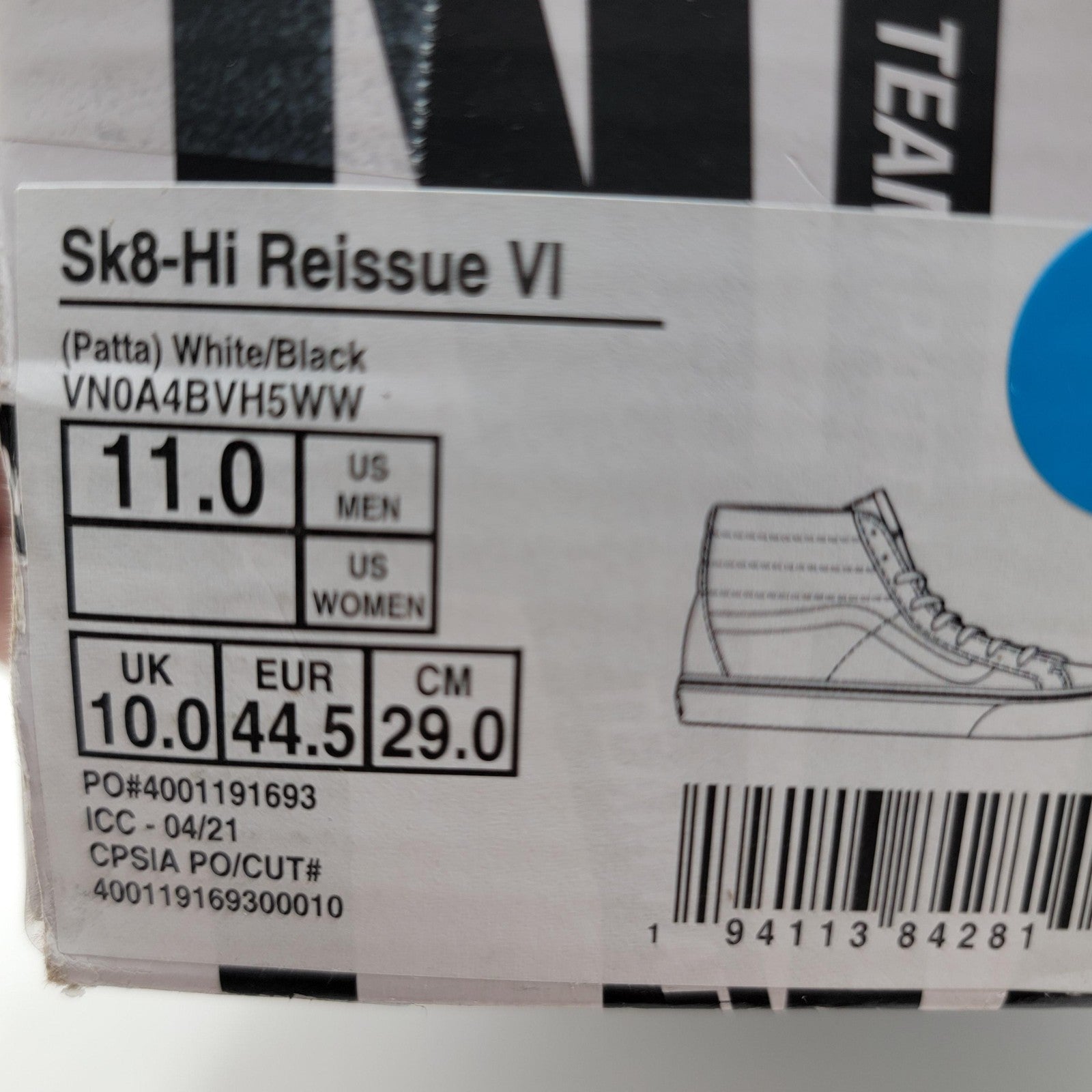 Vans Sk8Hi Reissue VI Shoes Mens Size 11 Patta Mean Eyed Cat Limited Edition9