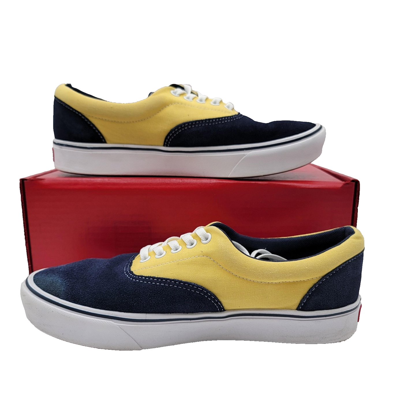 Vans ComfyCush Era Shoes Mens Size 10.5 Navy Yellow Low Top Skate Sneakers Suede1