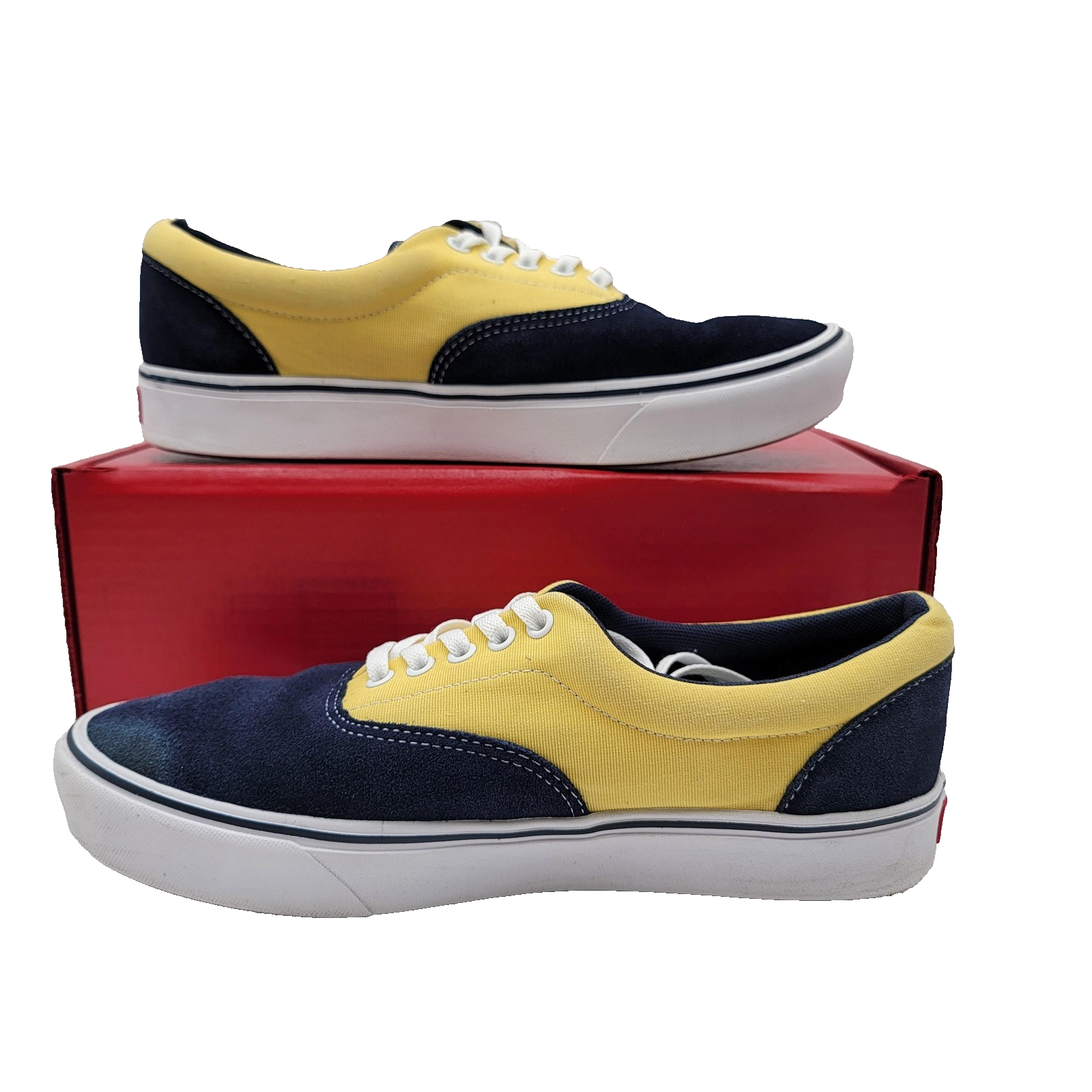 Vans ComfyCush Era Shoes Mens Size 10.5 Navy Yellow Low Top Skate Sneakers Suede1