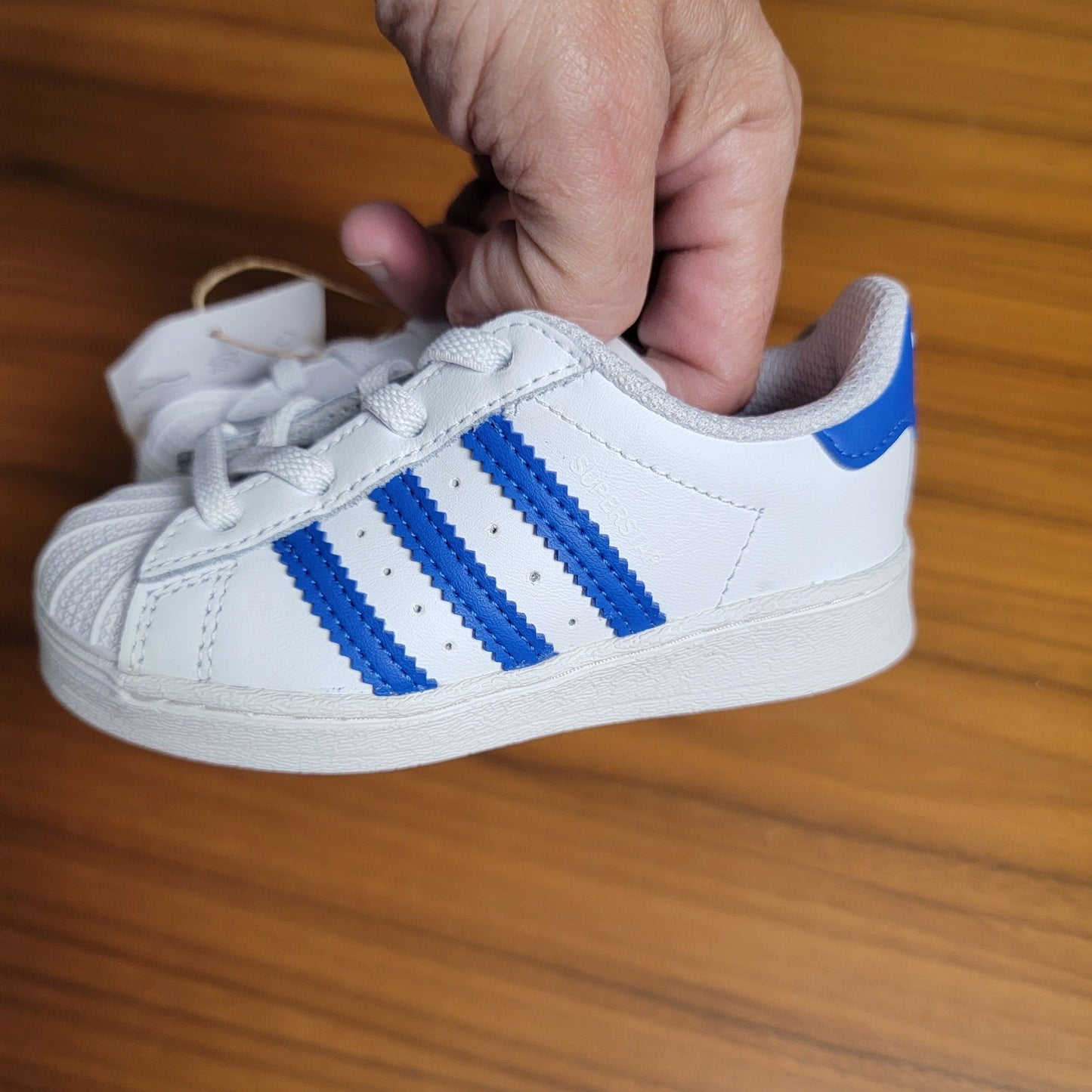 adidas Infant Superstar EL I Sneaker, White Royal Blue Sz 6.5K 1