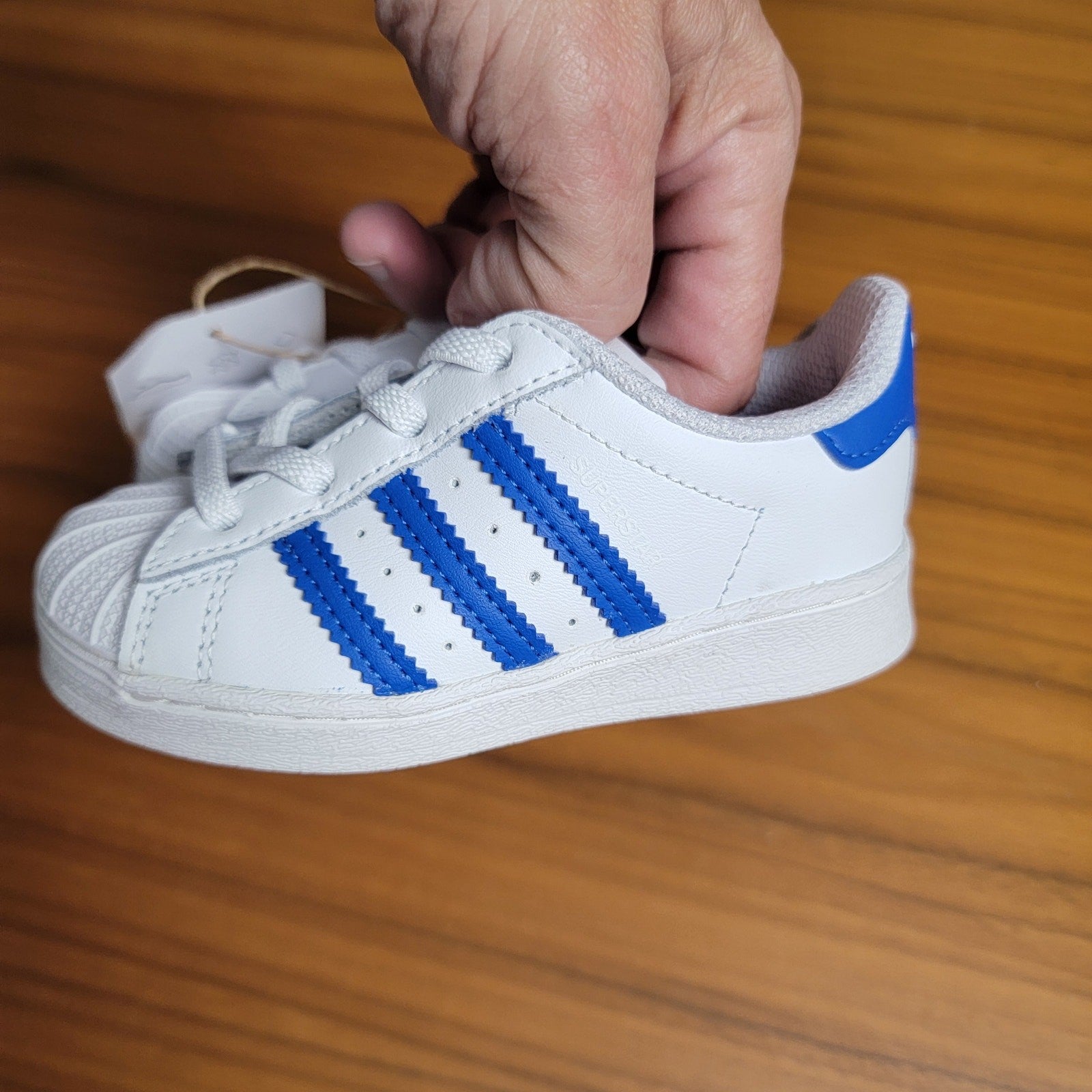 adidas Infant Superstar EL I Sneaker, White Royal Blue Sz 6.5K 1