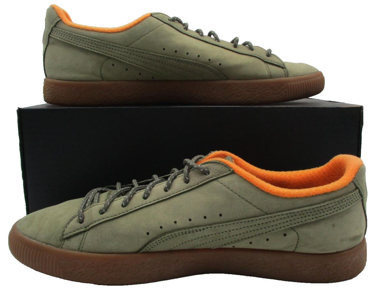 Puma Clyde Shoes Mens Size 10.5 Green Suede Gum Sole Low Top Casual Sneakers 1R91