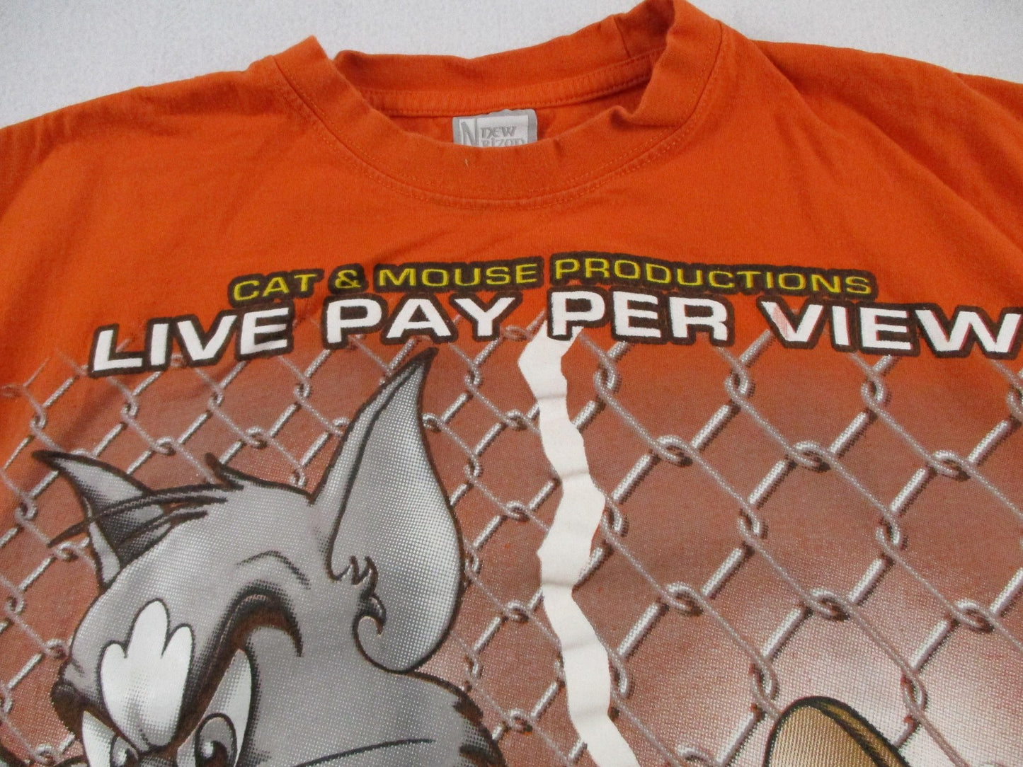New Rizon Shirt Mens Large Orange Tom & Jerry Boxing For All The Chedda Tee2