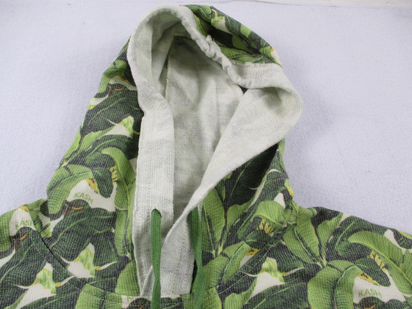 KASH Sweatsuit Set Mens Large Green Tropical Leaf Hoodie Shorts 2 Piece USA 16743