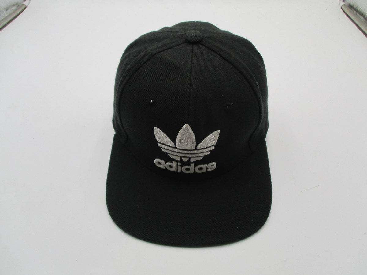 Adidas Hat Cap Snap Back Mens One Size Black Trefoil Logo Green Brim Embroidered2