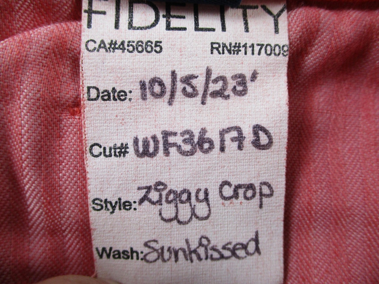Fidelity Denim Ziggy Crop Jeans Womens 26 Red High Rise Wide Leg Sunkissed 14455