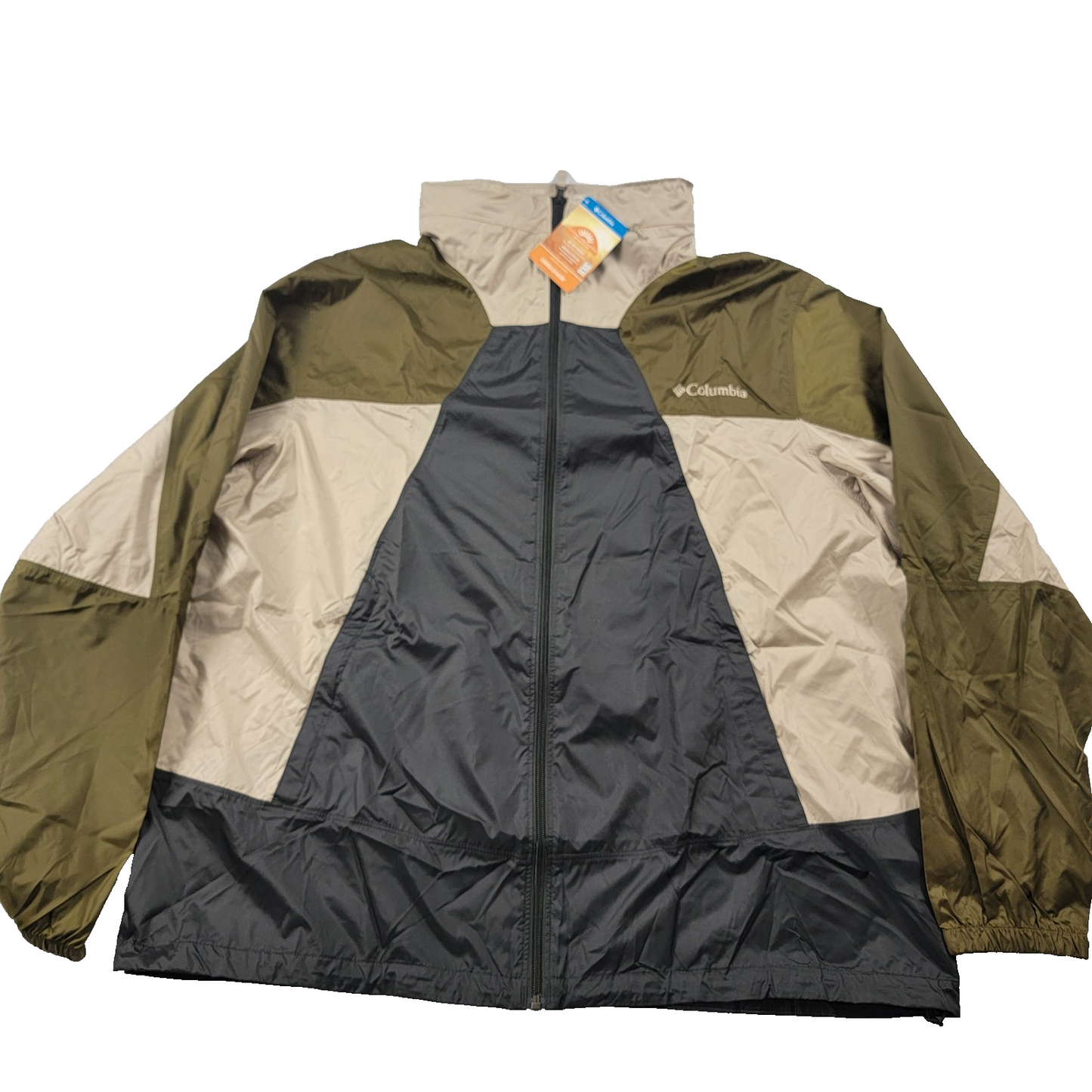 Columbia Point Park Windbreaker Jacket Olive/Tan/Black XL Outdoor Packable