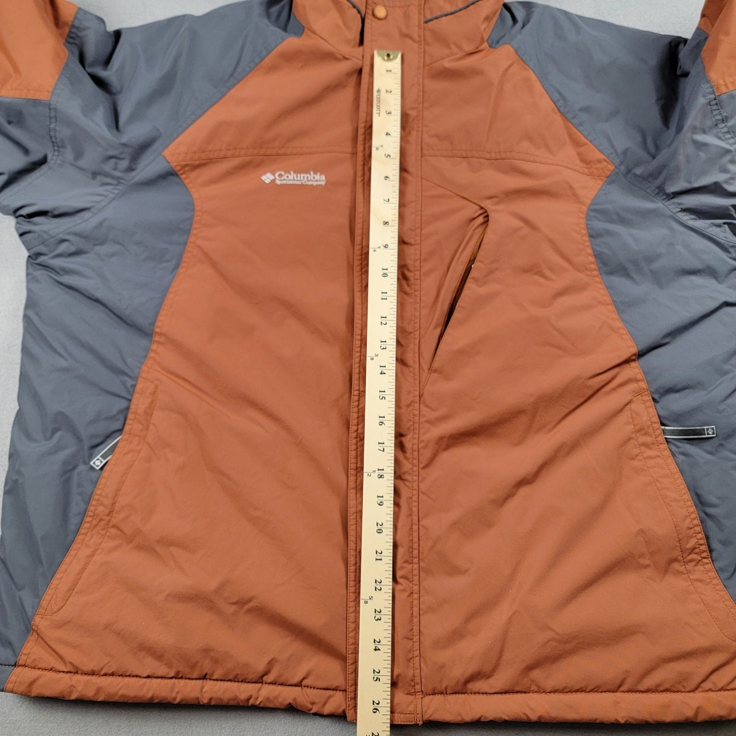 Columbia Men’s XXL Brown Gray Winter Ski Jacket Full Zip Nylon Insulated Coat9