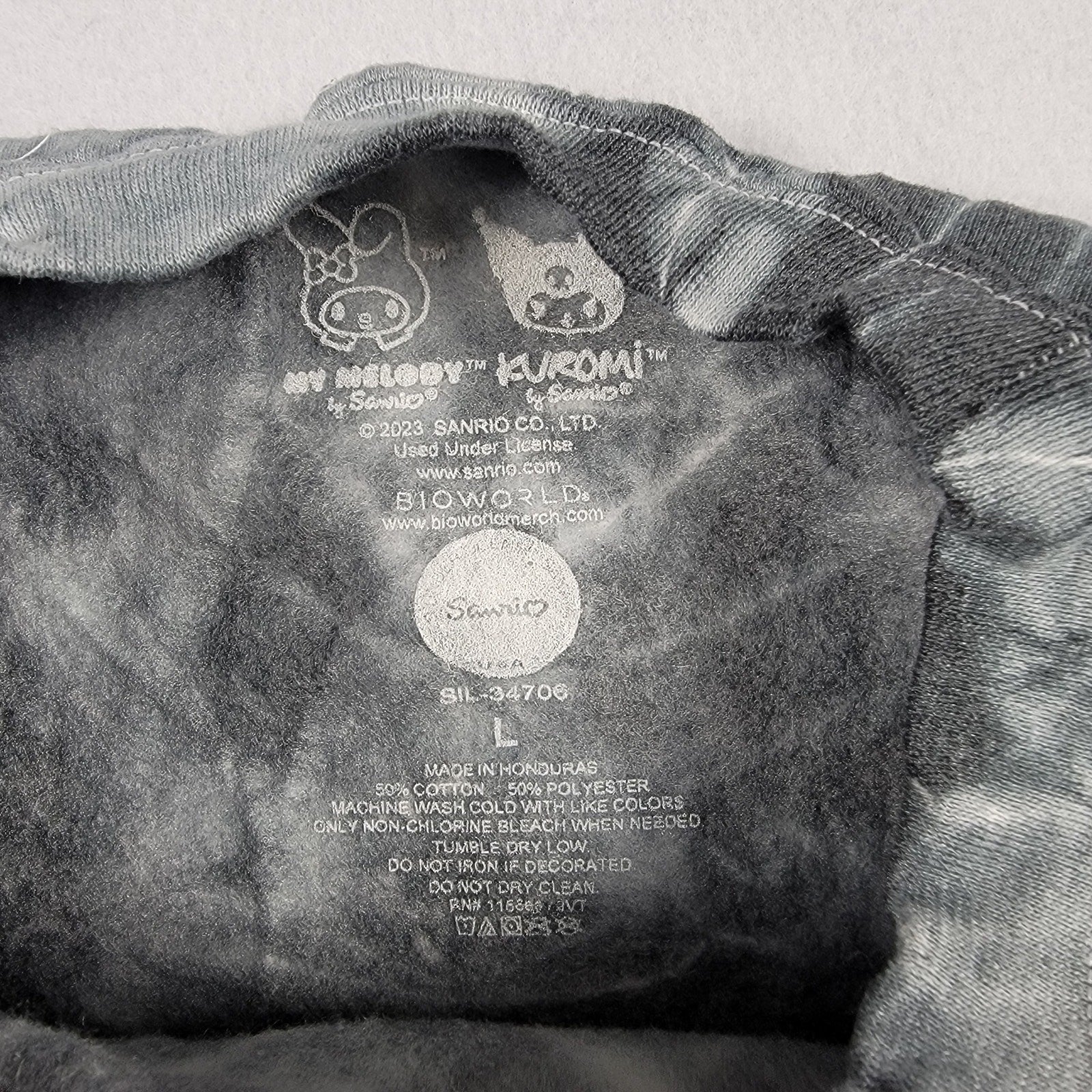 Forever 21 Sanrio Kuromi Tie Dye Sweatshirt Gray Black Hearts Large NWT
