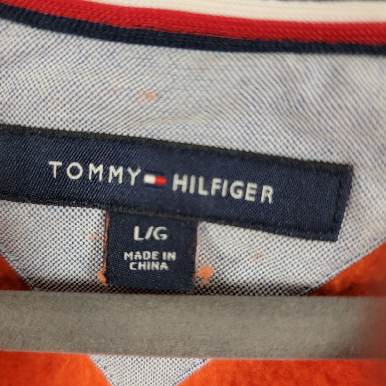 Tommy Hilfiger Mens Back Bay Embroidered Logo Sweatshirt Orange Sz L
