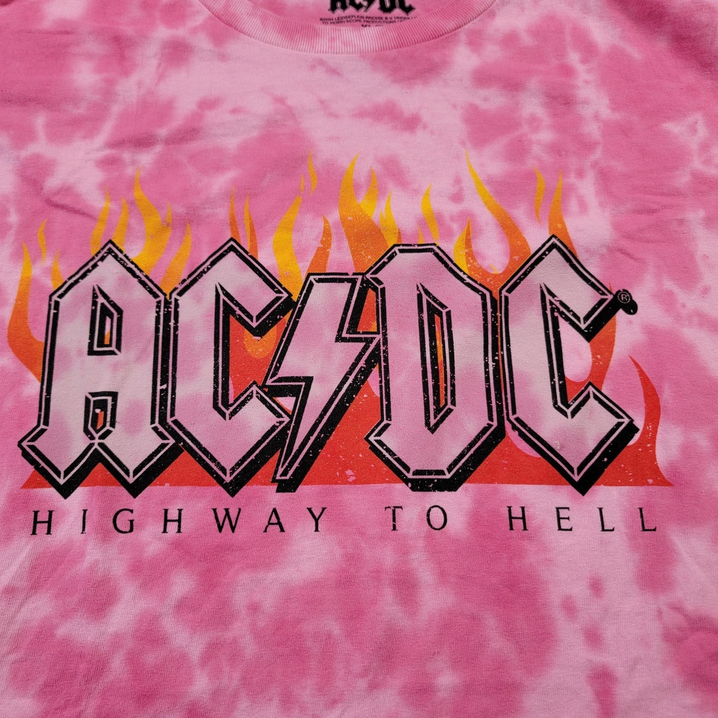 AC/DC Highway to Hell Pink Tie Dye T Sz XL