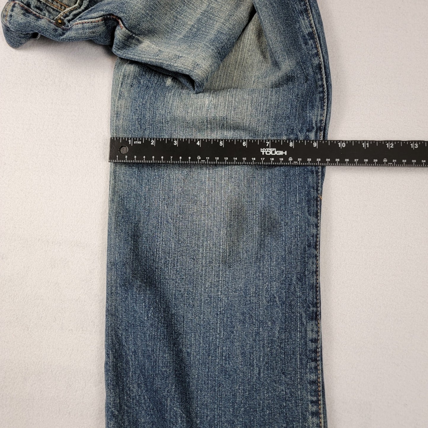 Ed Hardy Jeans Mens 34x34 Blue Denim Straight Leg Tiger Embroidery Distressed18