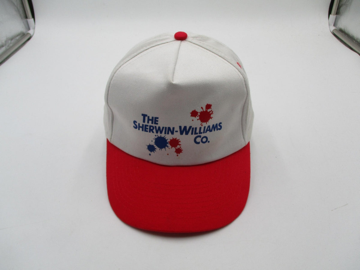 Sherwin-Williams Hat Cap Snap Back Mens One Size White Red Paint Logo Promo1