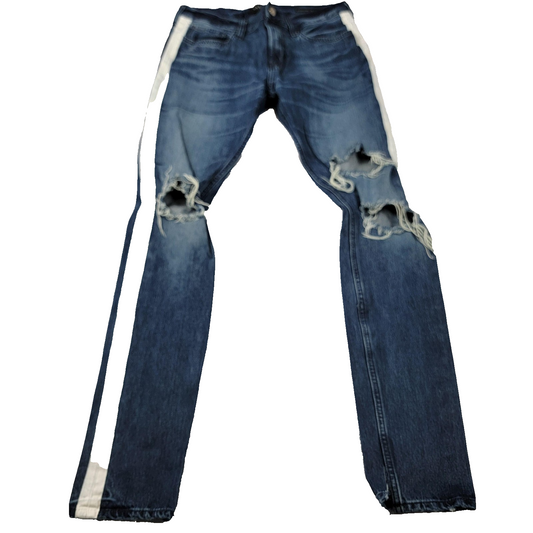 PacSun Jeans Mens 32x32 Blue Stacked Skinny Vertical Stretch 'Distressed'