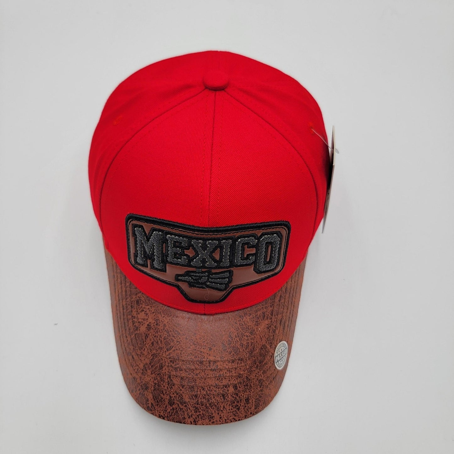 Mexico Hat Cap Strap Back Red Brown Distressed Bill Embroidered Patch Mens4
