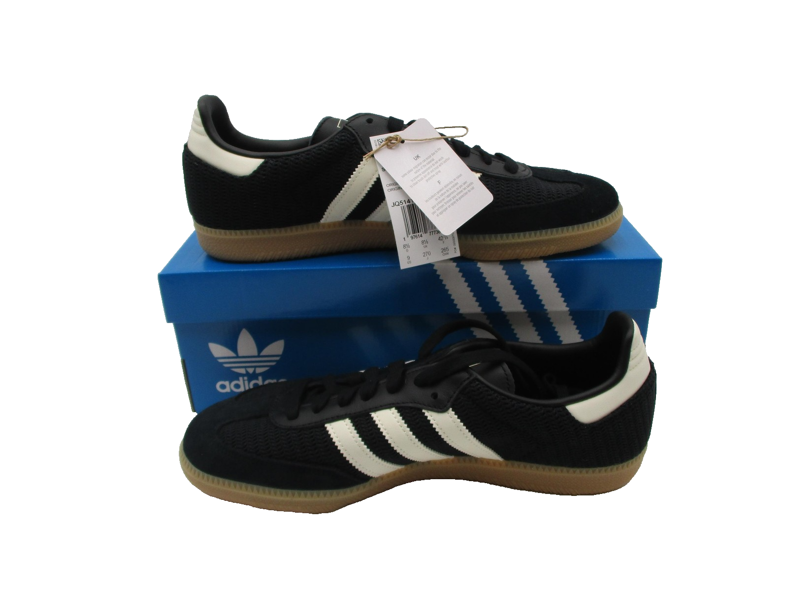 Adidas Originals Samba OG Shoes Mens Size 9 Black White Gum Sneakers JQ51413