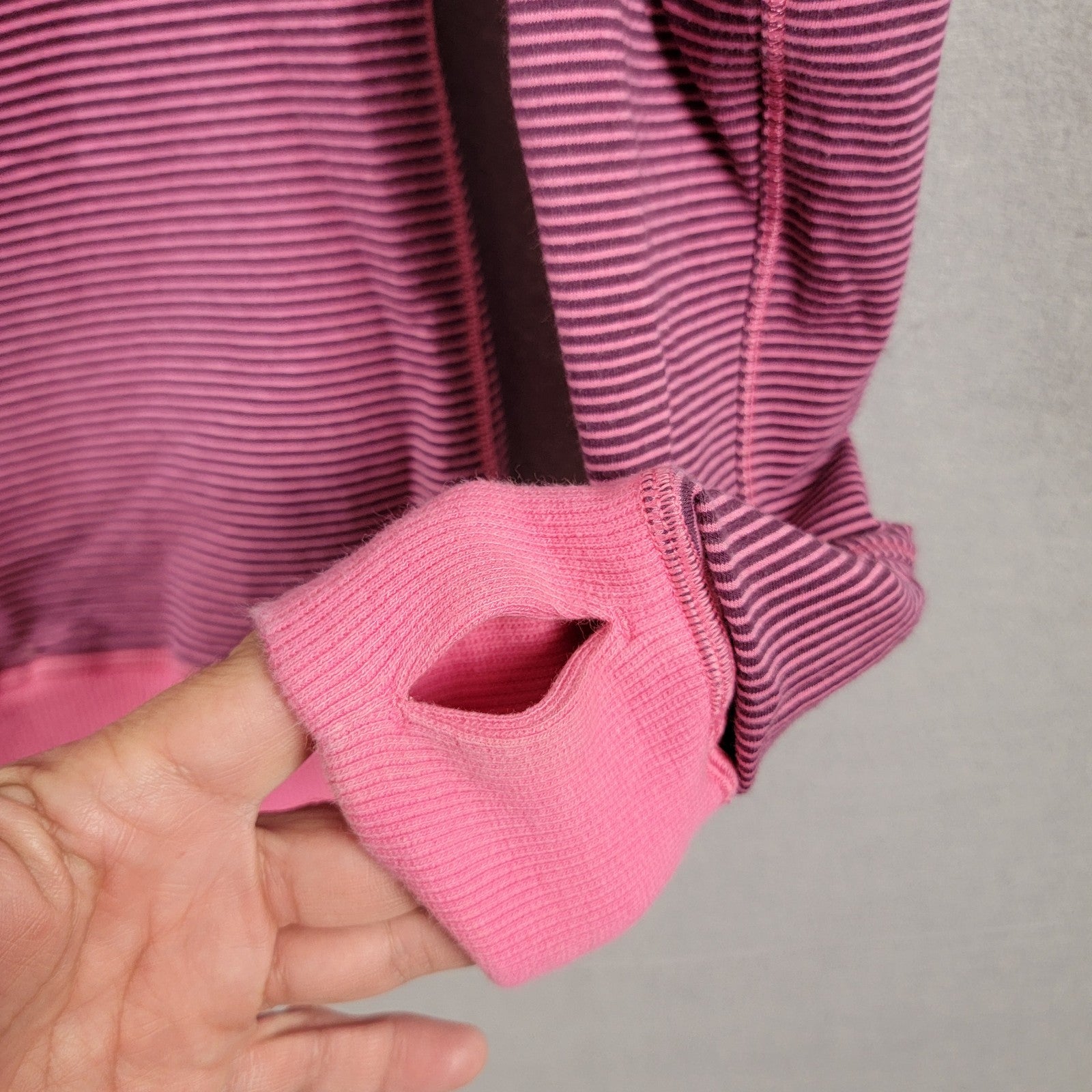 Lululemon Bliss Break Hoodie Pink Purple Striped Jacket Sweater Full Zip Run 2544